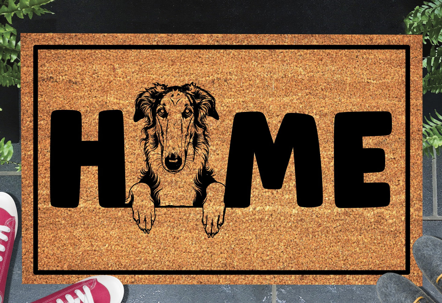 Borzoi Doormat #3 - Borzoi Welcome Mat - 3 Sizes Available