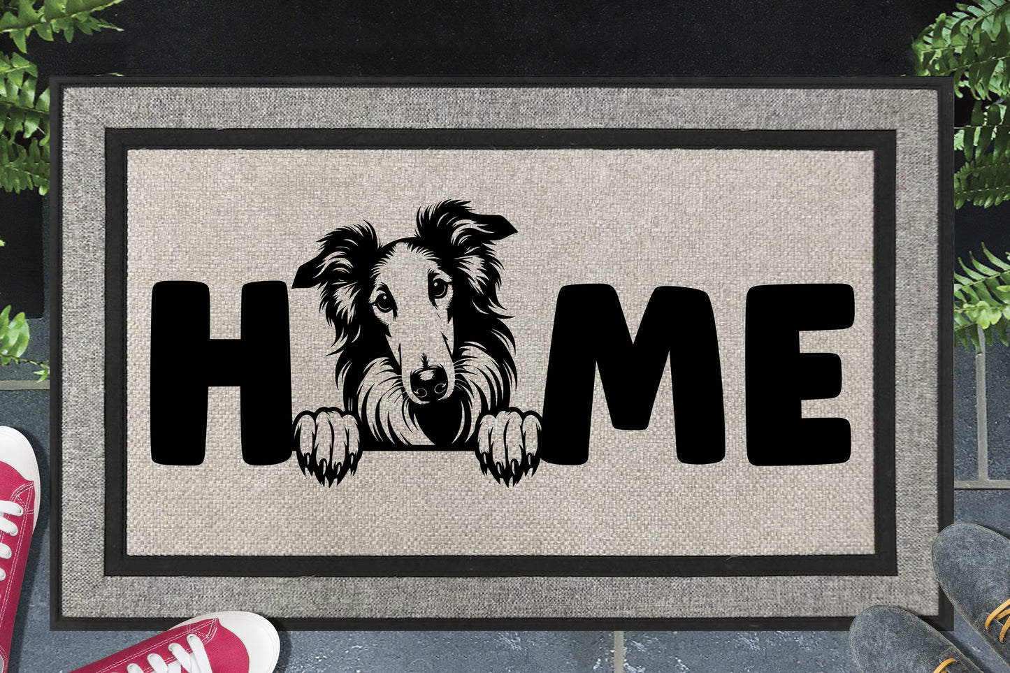 Borzoi Doormat #1 - All Weather - Borzoi Welcome Mat