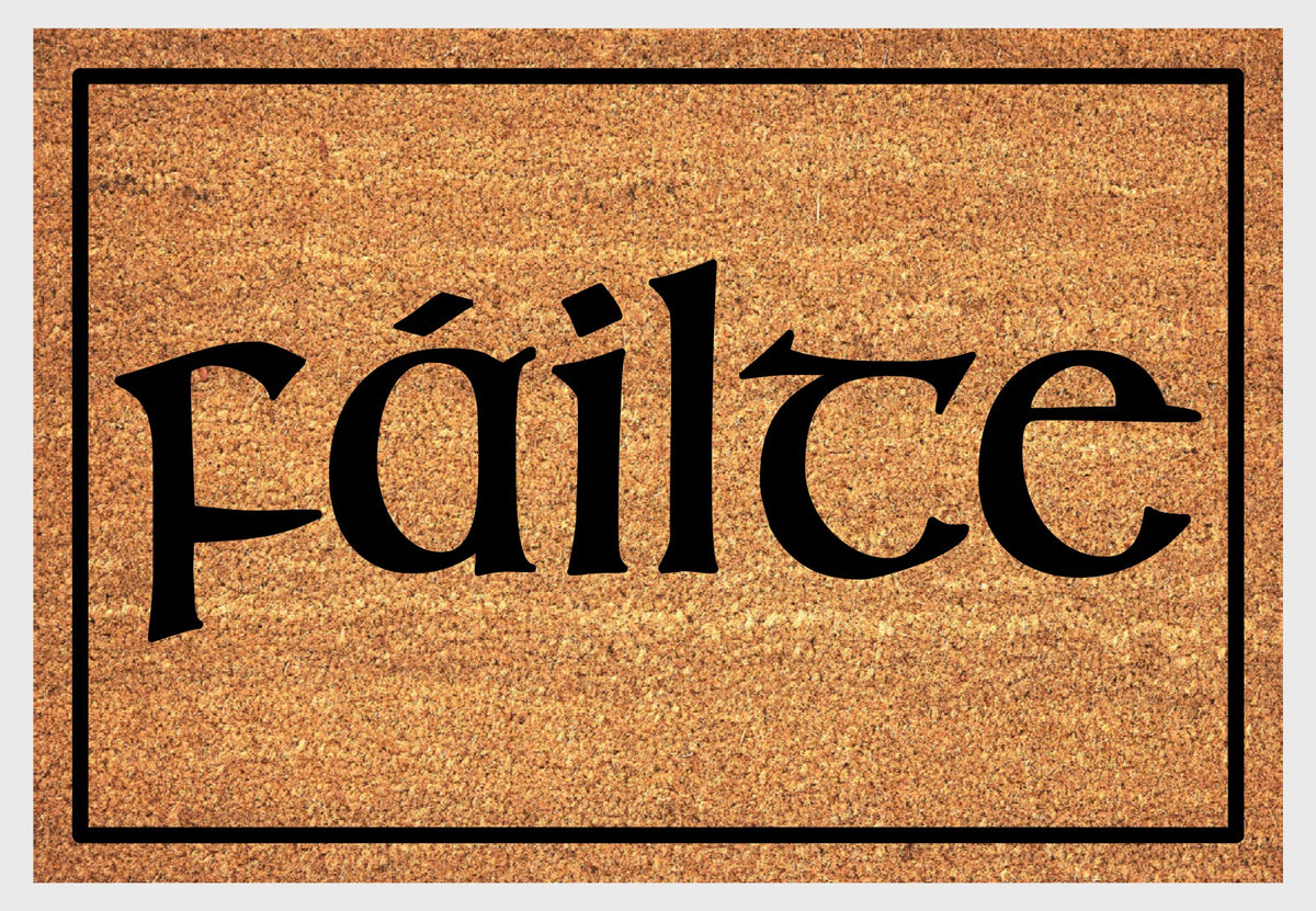 Failte Irish doormat coir material close-up showing natural coconut fiber texture