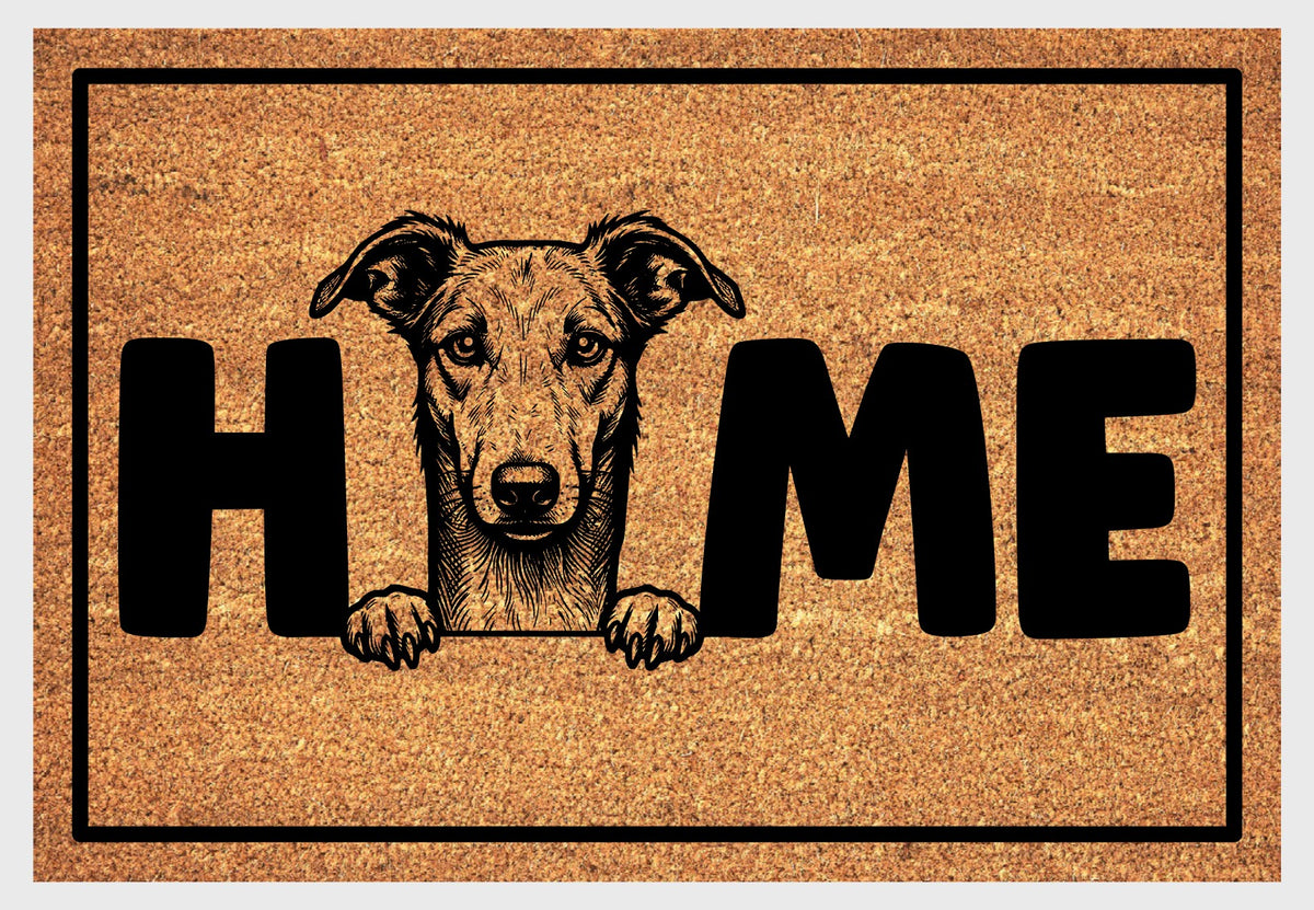 Lurcher natural coir doormat close-up
