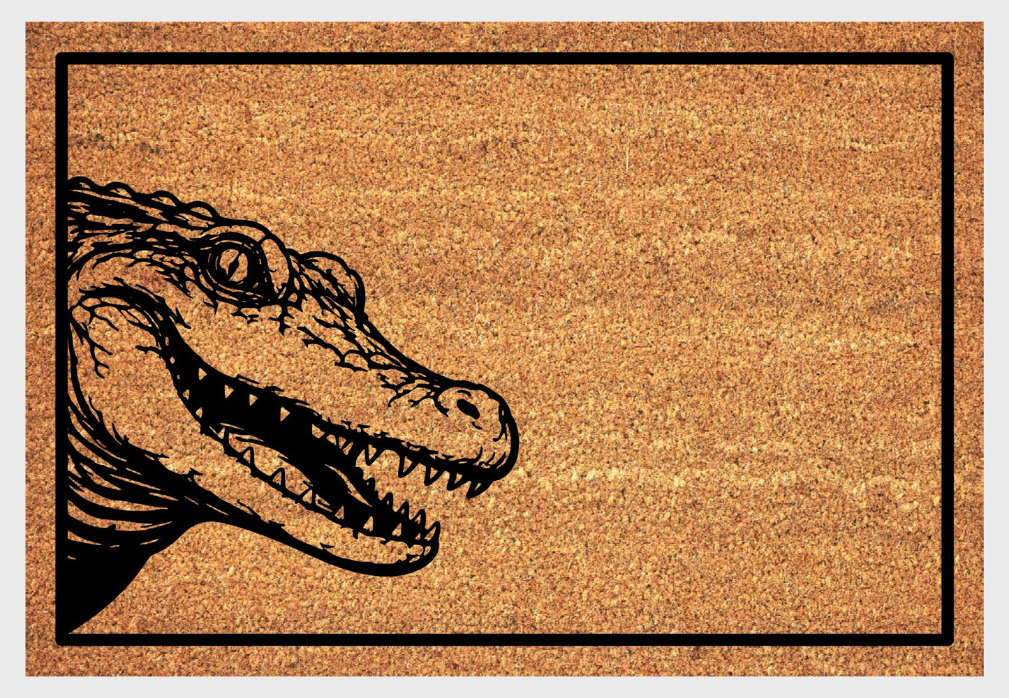 Alligator doormat close-up with non-slip backing