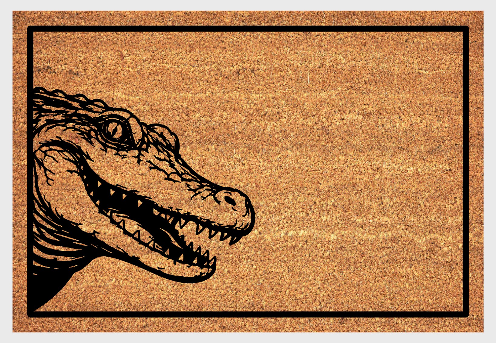 Alligator doormat close-up with non-slip backing