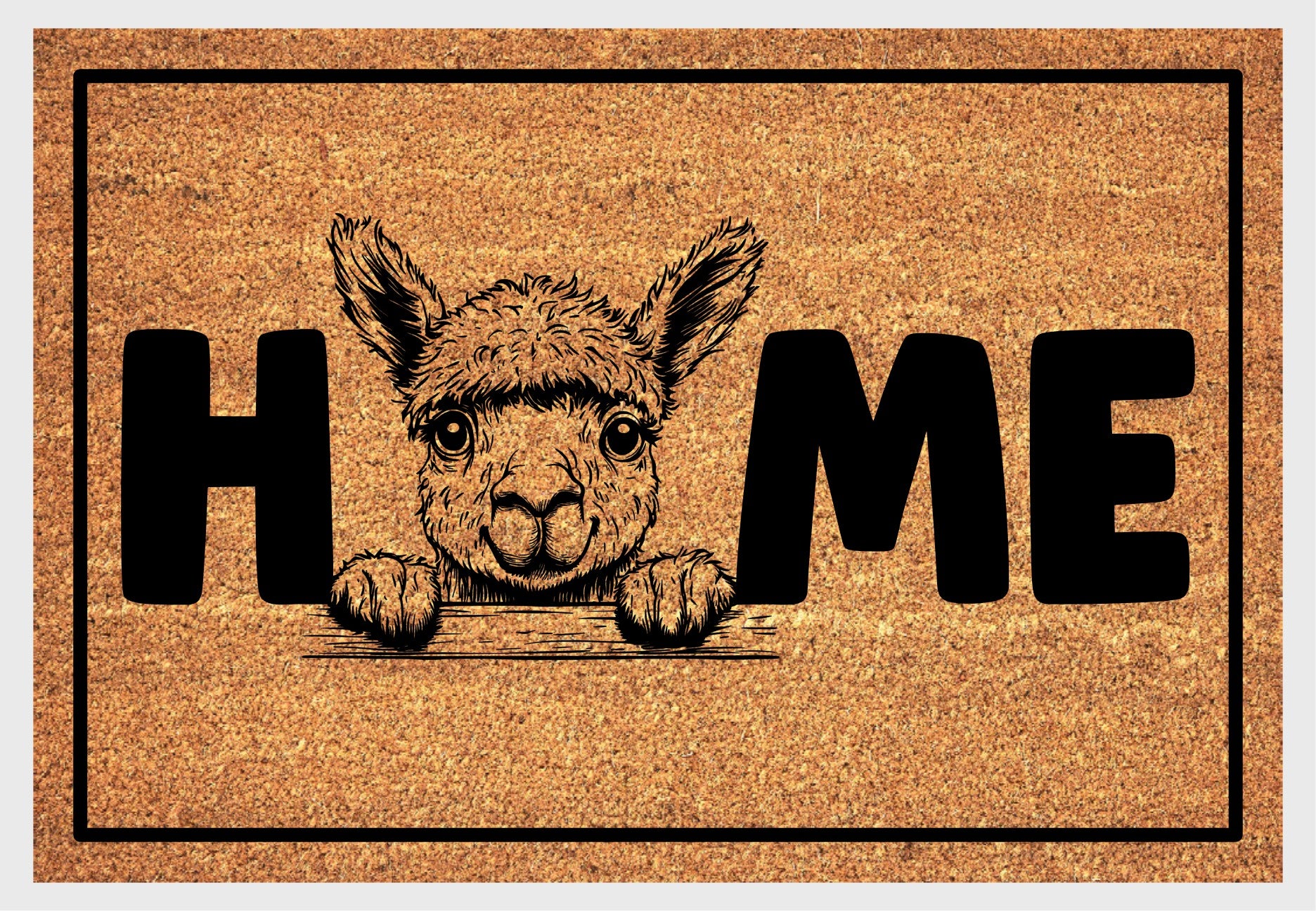 Alpaca doormat #1 with home text natural fiber welcome mat