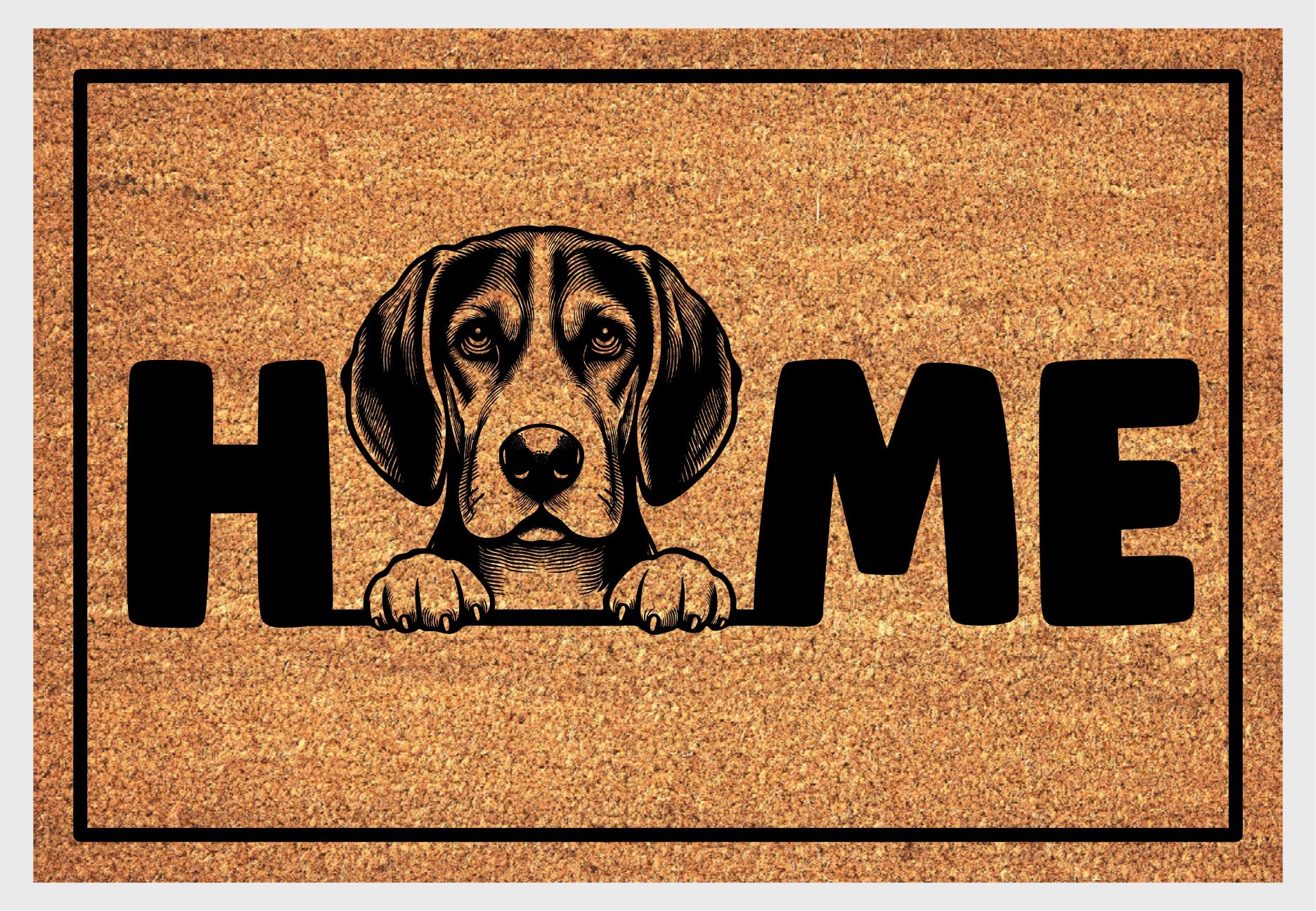 American English Coonhound doormat close-up - durable natural fiber welcome mat with non-slip backing - dog breed entryway decor