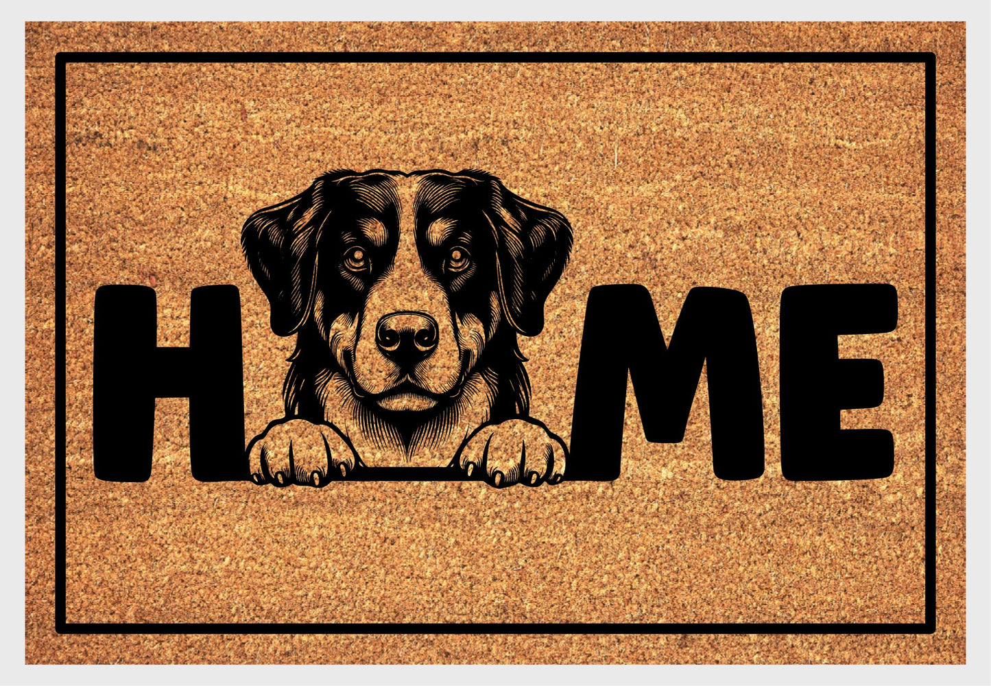 Appenzeller Sennenhund doormat close-up - durable natural fiber welcome mat with non-slip backing - dog breed entryway decor