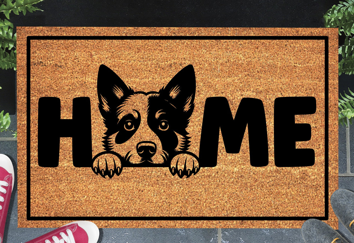 Australian Cattle Dog doormat #1 on front porch entryway