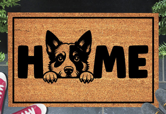 Australian Cattle Dog doormat #1 on front porch entryway