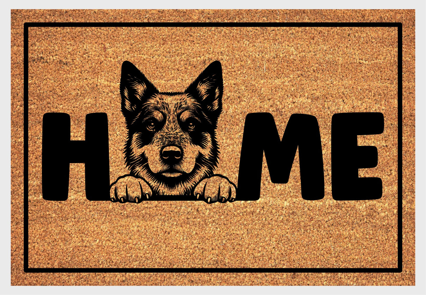 Australian Cattle Dog doormat #3 with HOME text and dog breed design