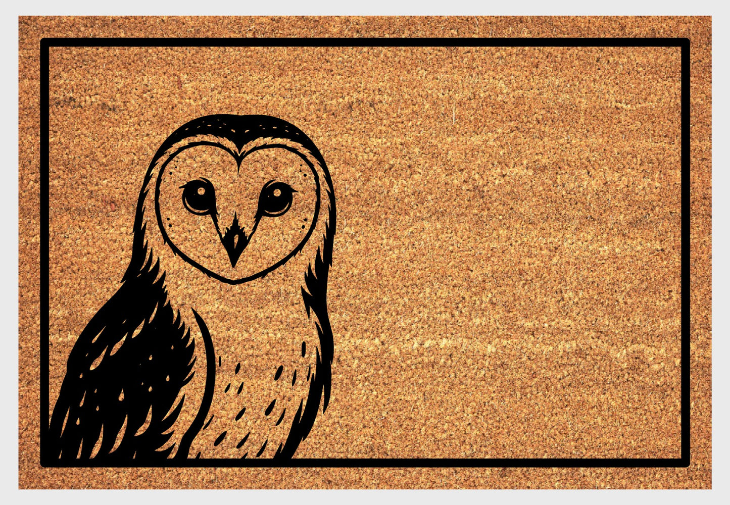Barn owl coir doormat #1 with peeping owl design