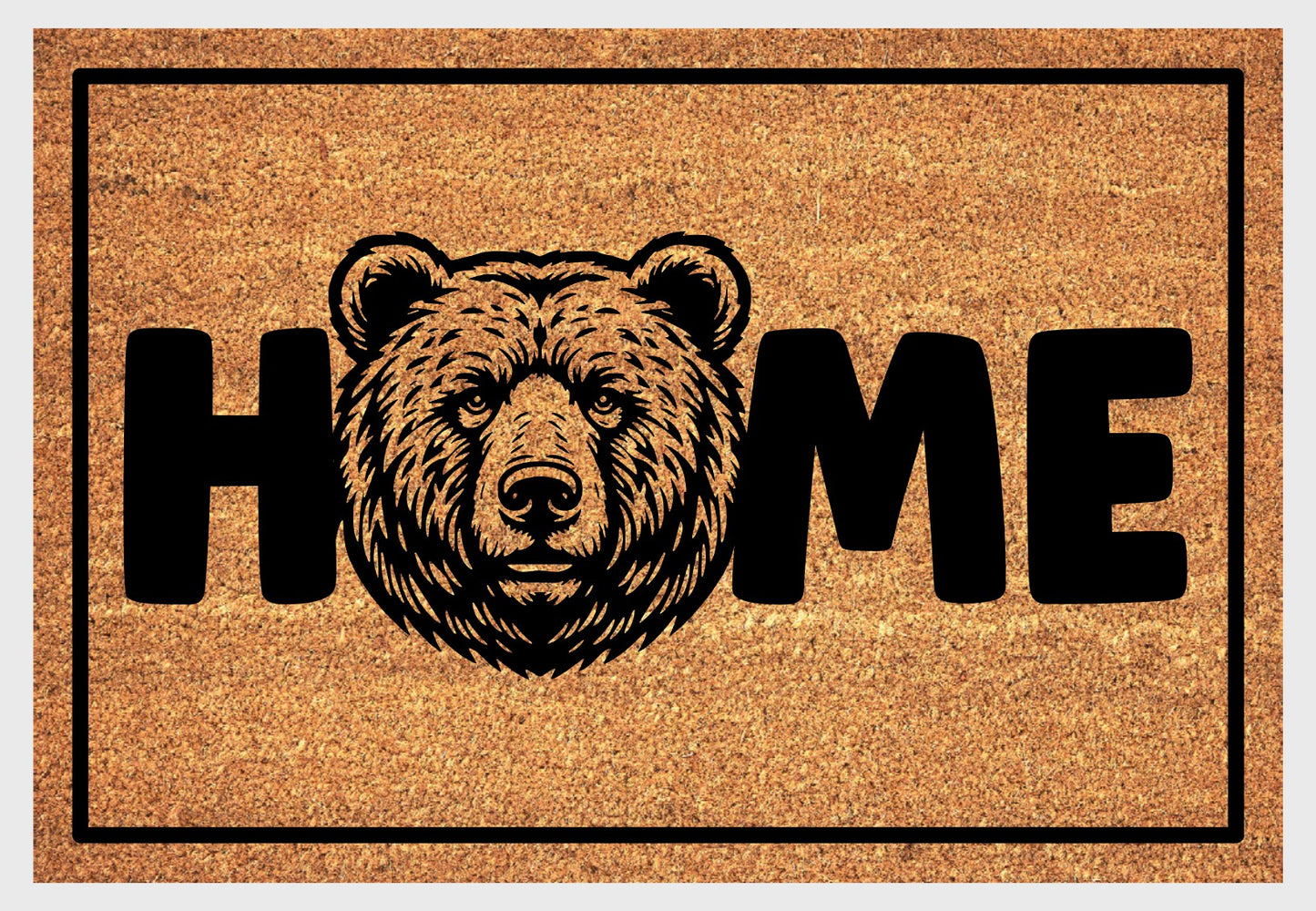 Bear coir doormat #1 with home text natural fiber welcome mat