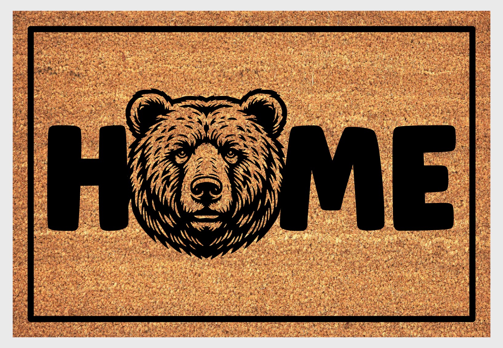 Bear coir doormat #1 with home text natural fiber welcome mat