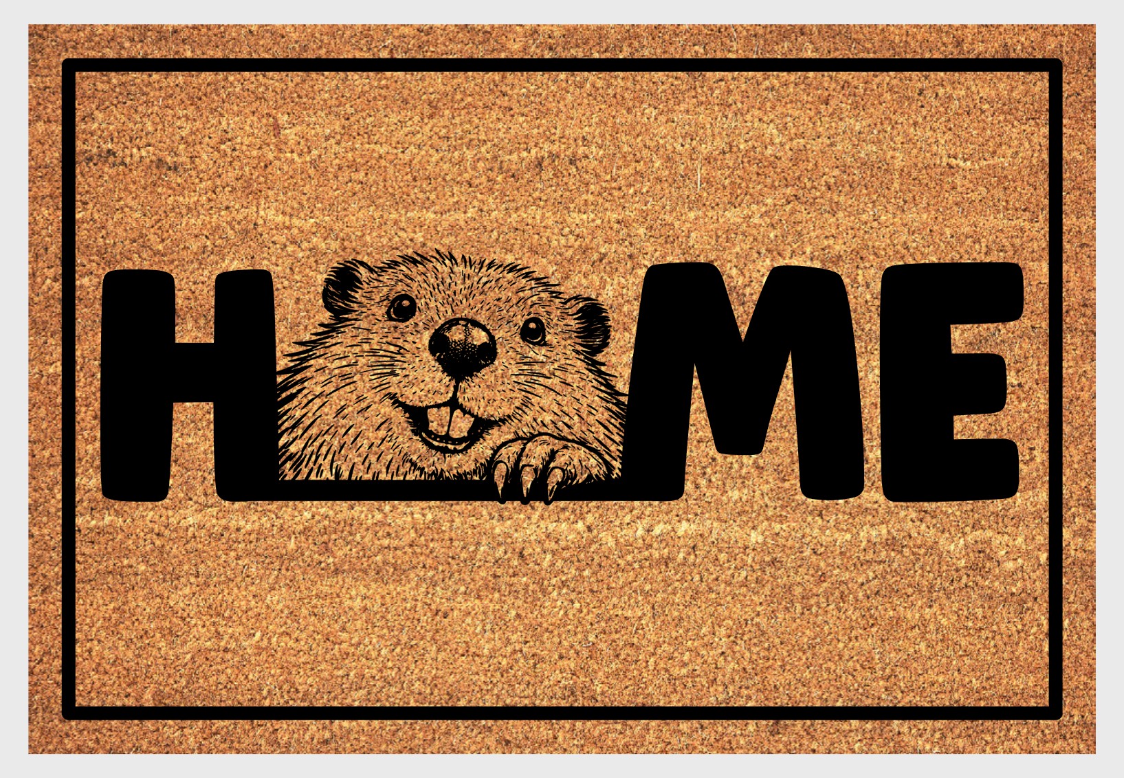 Beaver doormat #1 with wildlife design and HOME text