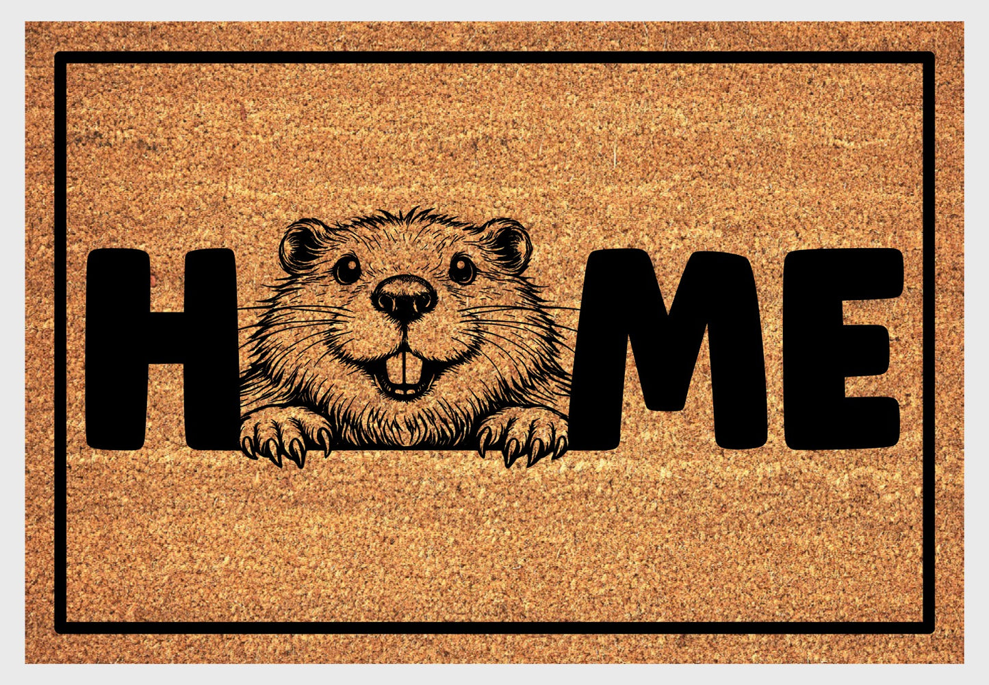 Beaver doormat #2 with wildlife design and HOME text