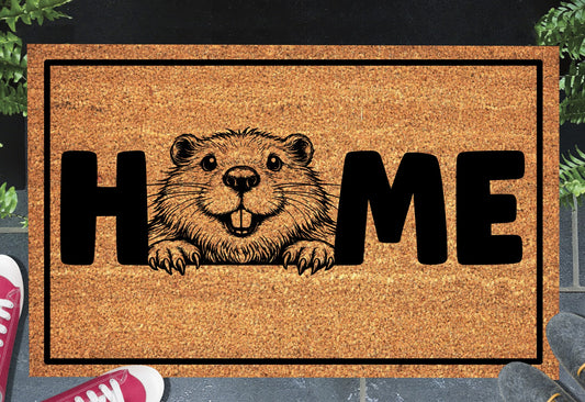 Beaver doormat #2 placed at front door entrance