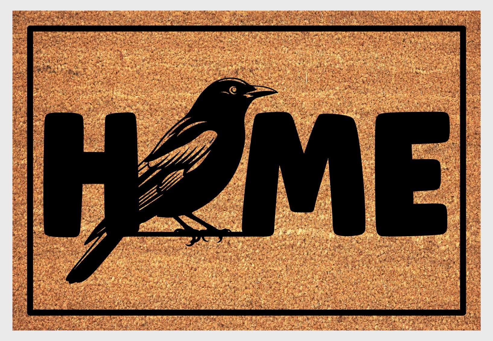 Blackbird coir doormat #1 with home text natural fiber welcome mat