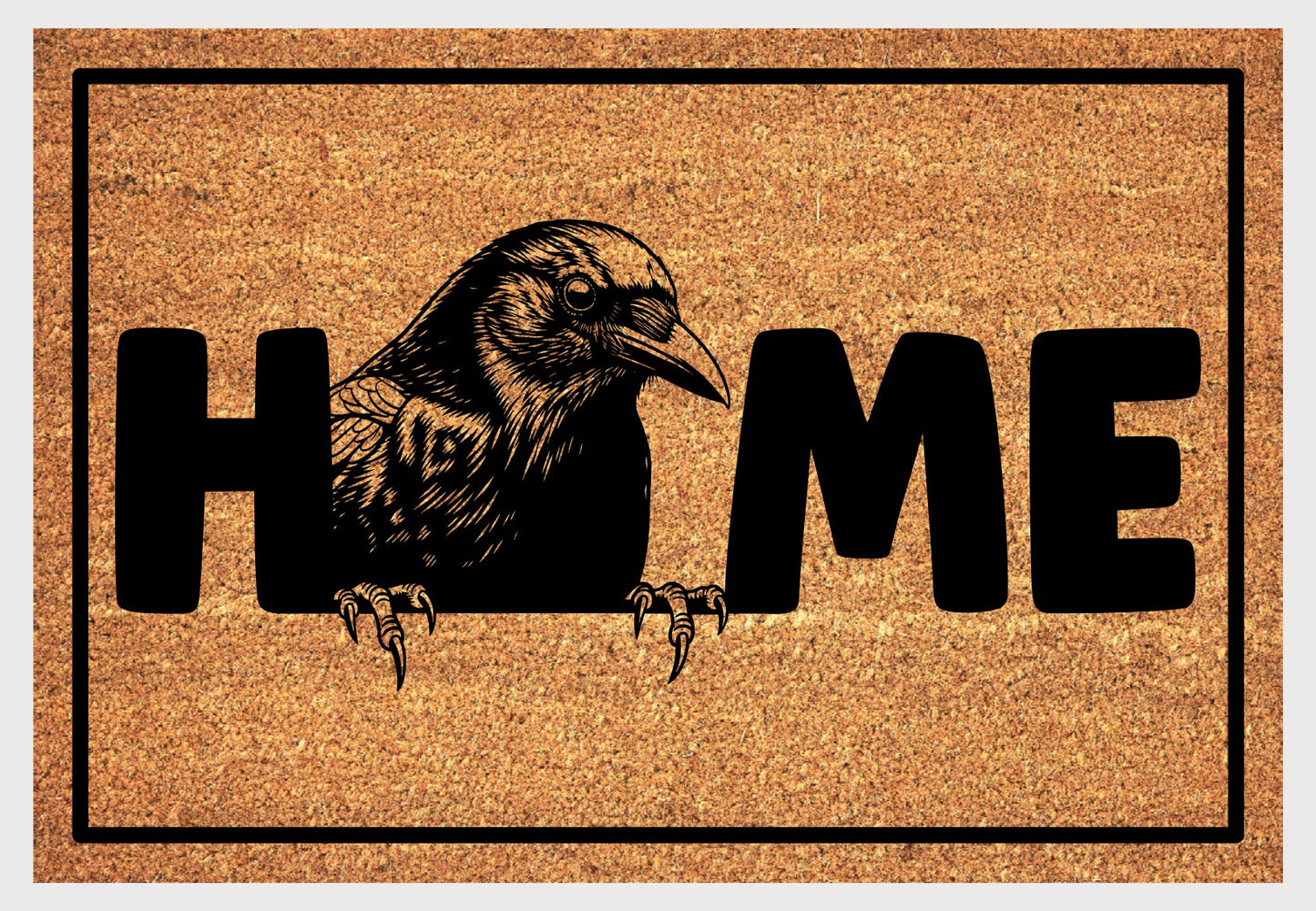 Blackbird coir doormat #2 with home text natural fiber welcome mat