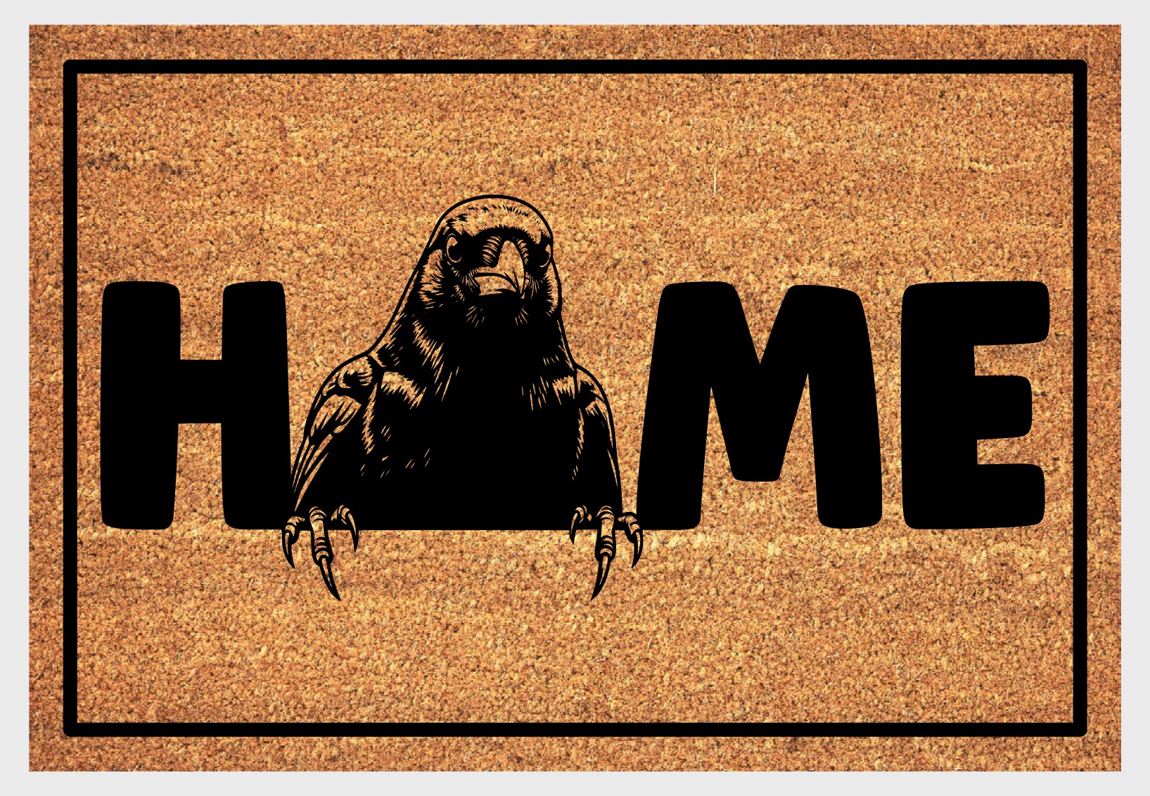 Blackbird coir doormat #3 with home text natural fiber welcome mat