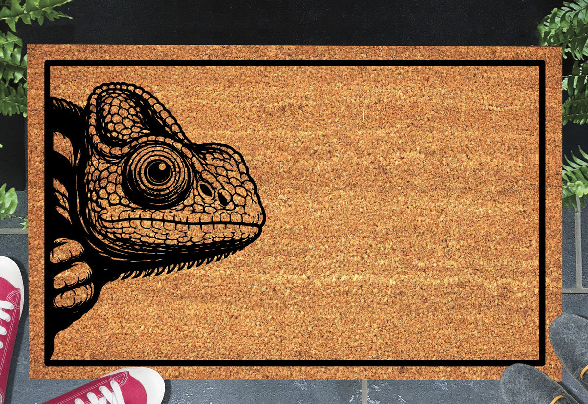 Chameleon doormat in entryway - 16x24 size