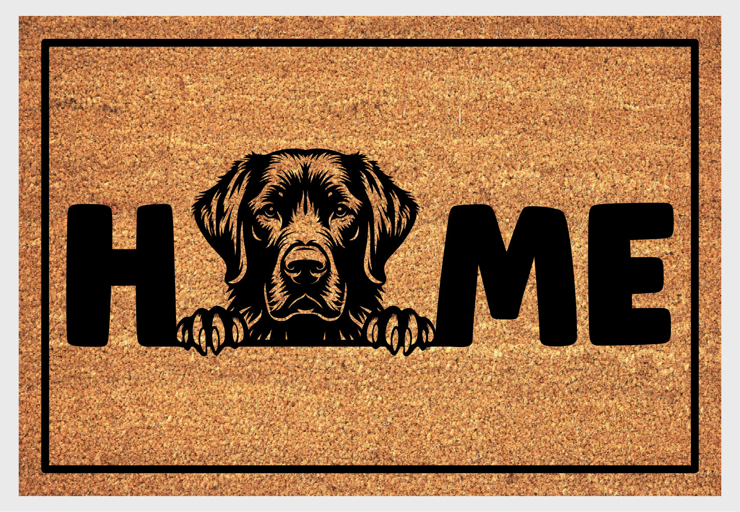 Chesapeake Bay Retriever coir doormat close-up - durable natural fiber welcome mat with non-slip backing - dog breed entryway decor