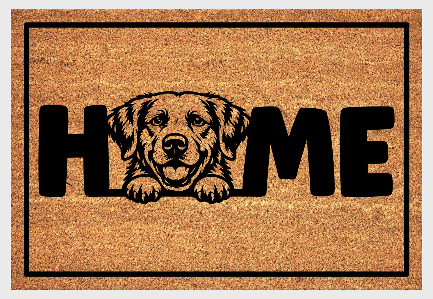 Chesapeake Bay Retriever coir doormat close-up - durable natural fiber welcome mat with non-slip backing - dog breed entryway decor