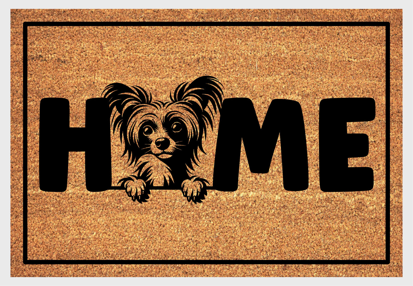 Chinese Crested doormat coir material close-up showing natural coconut fiber texture
