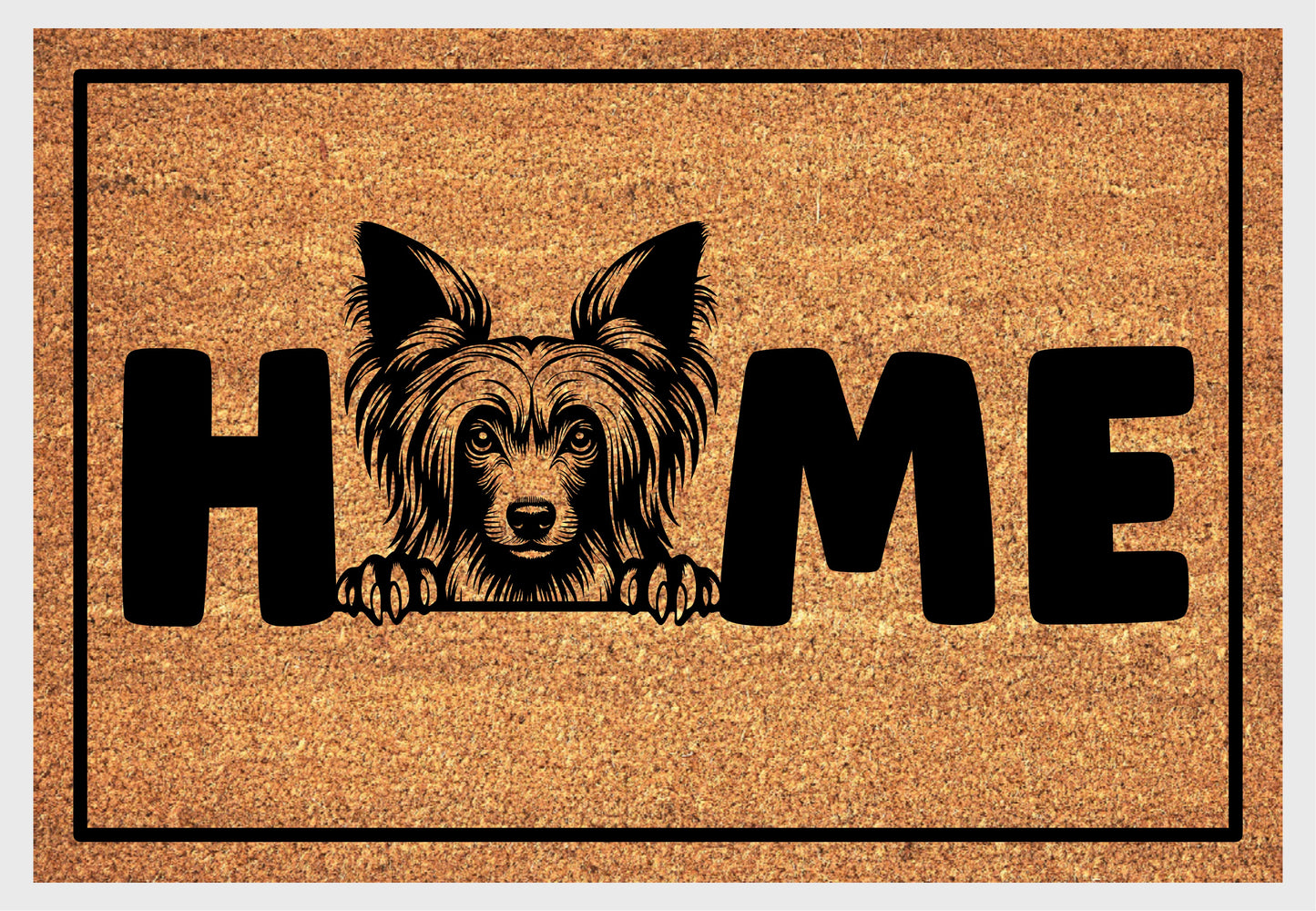 Chinese Crested doormat coir material close-up showing natural coconut fiber texture