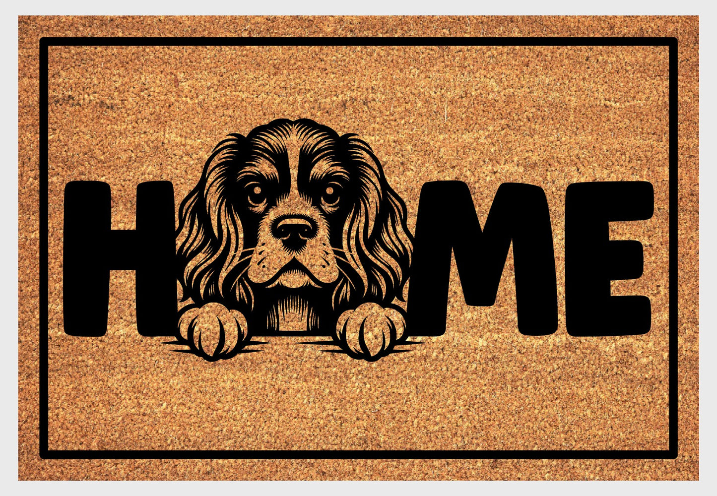 Cocker Spaniel coir doormat #2 with home text natural fiber welcome mat