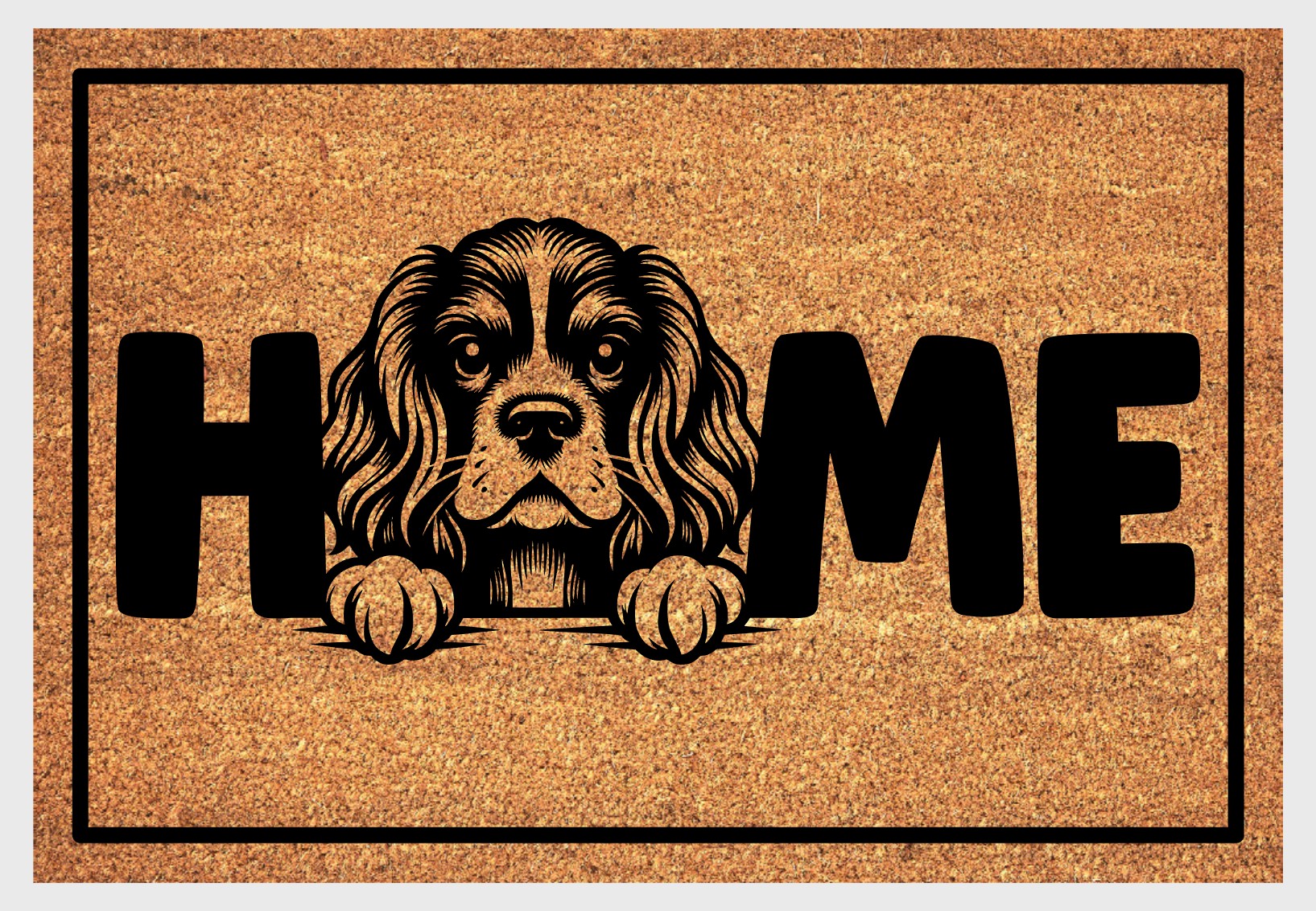 Cocker Spaniel coir doormat #2 with home text natural fiber welcome mat