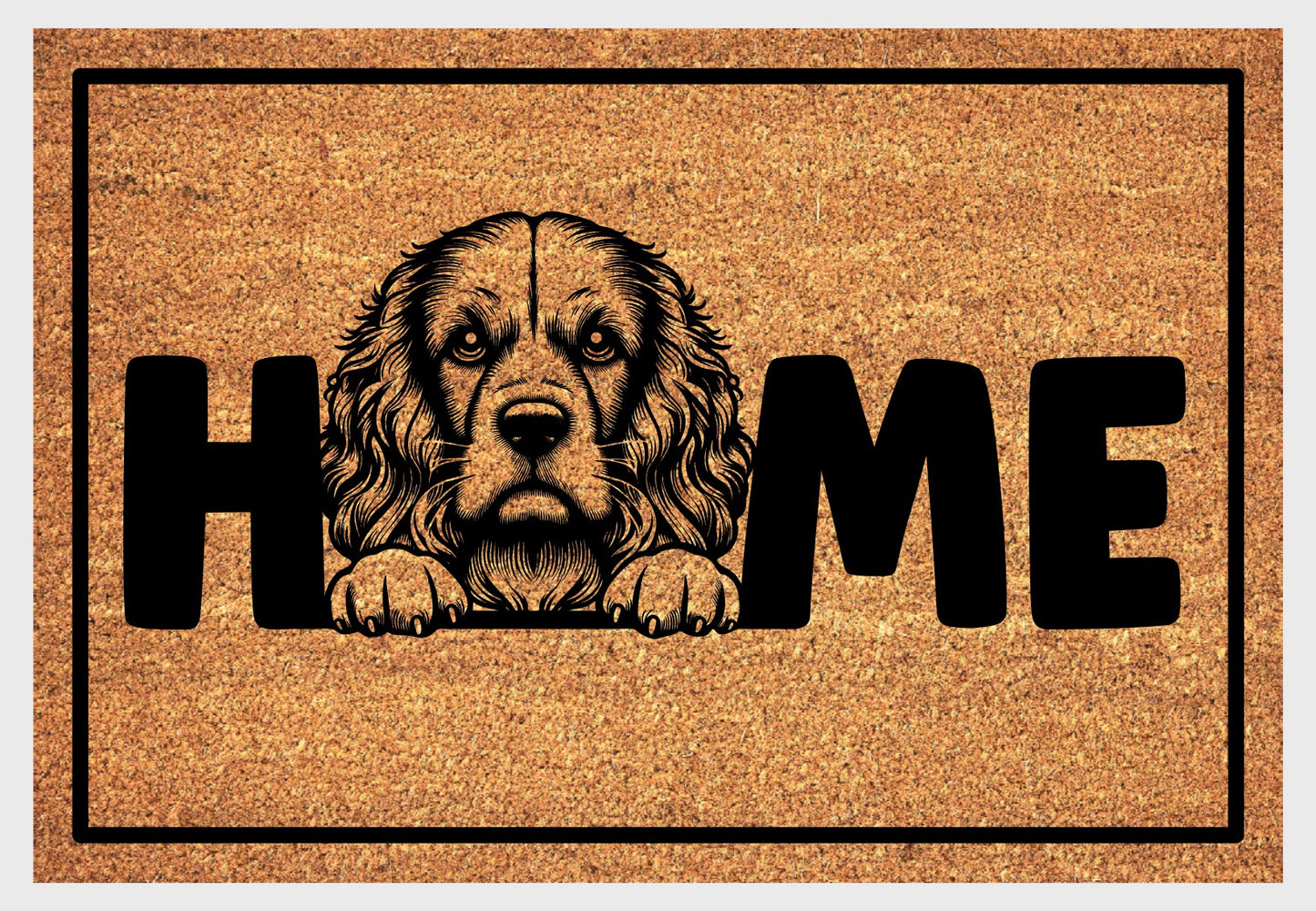 Cocker Spaniel coir doormat #3 with home text natural fiber welcome mat