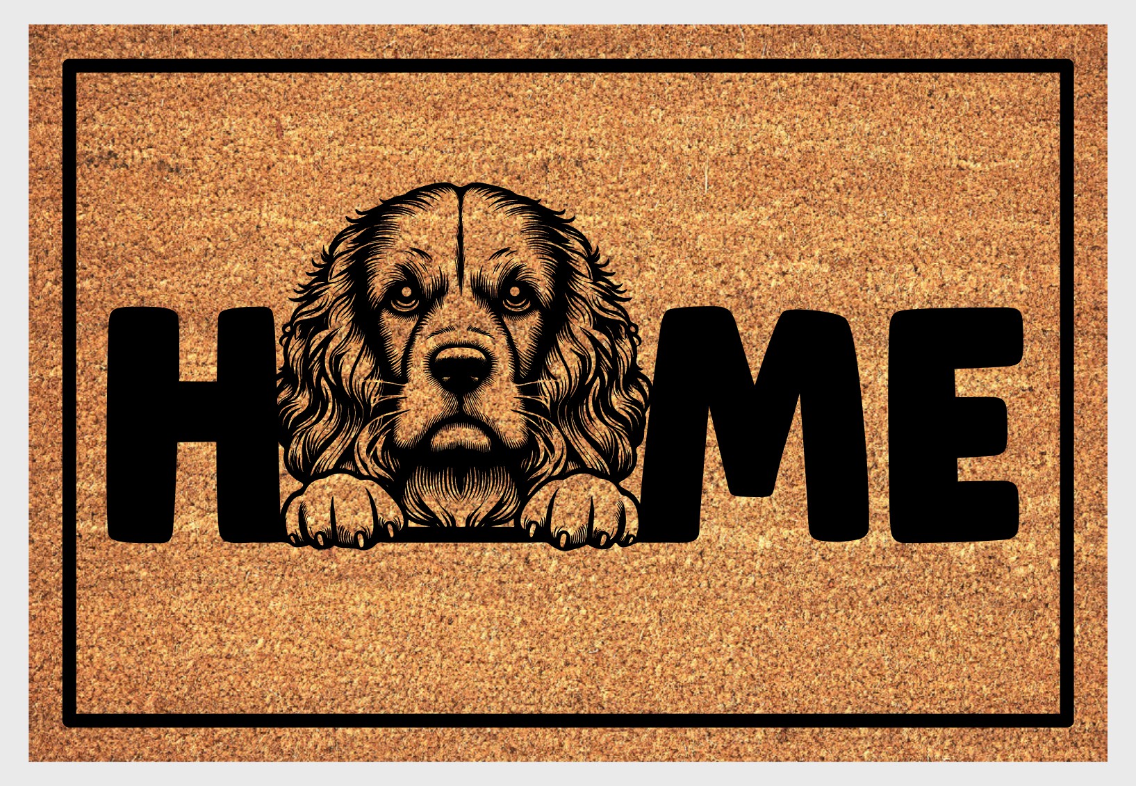 Cocker Spaniel coir doormat #3 with home text natural fiber welcome mat