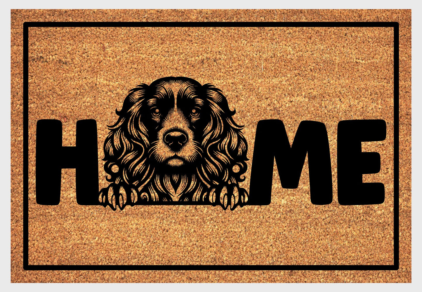 Cocker Spaniel coir doormat #4 with home text natural fiber welcome mat
