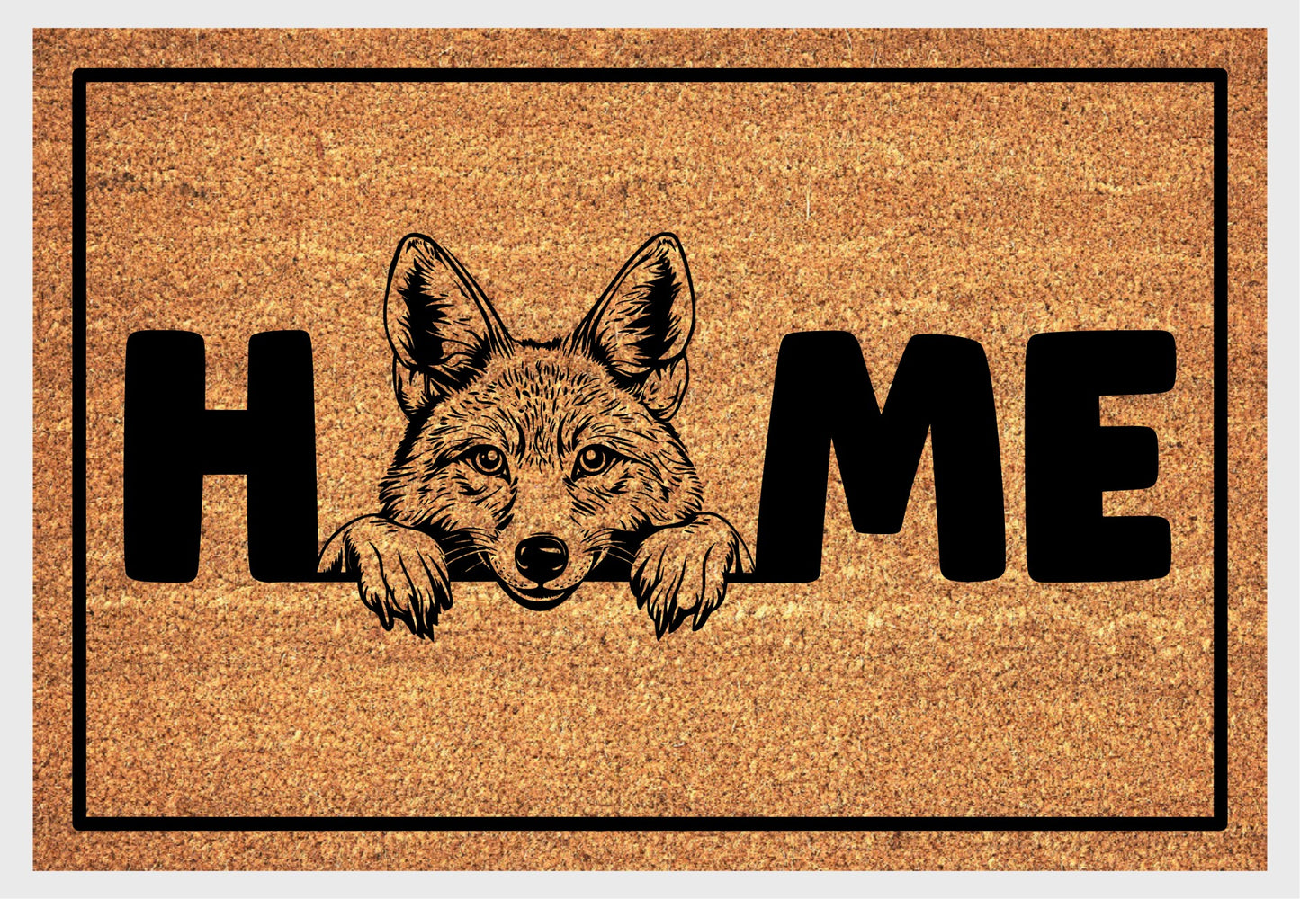 Coyote coir doormat #1 with home text natural fiber welcome mat