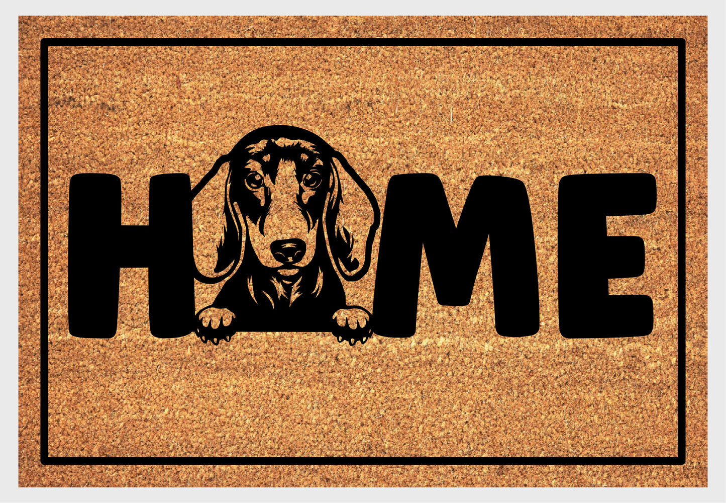 Short Haired Dachshund coir doormat #2 with HOME text and dog breed design