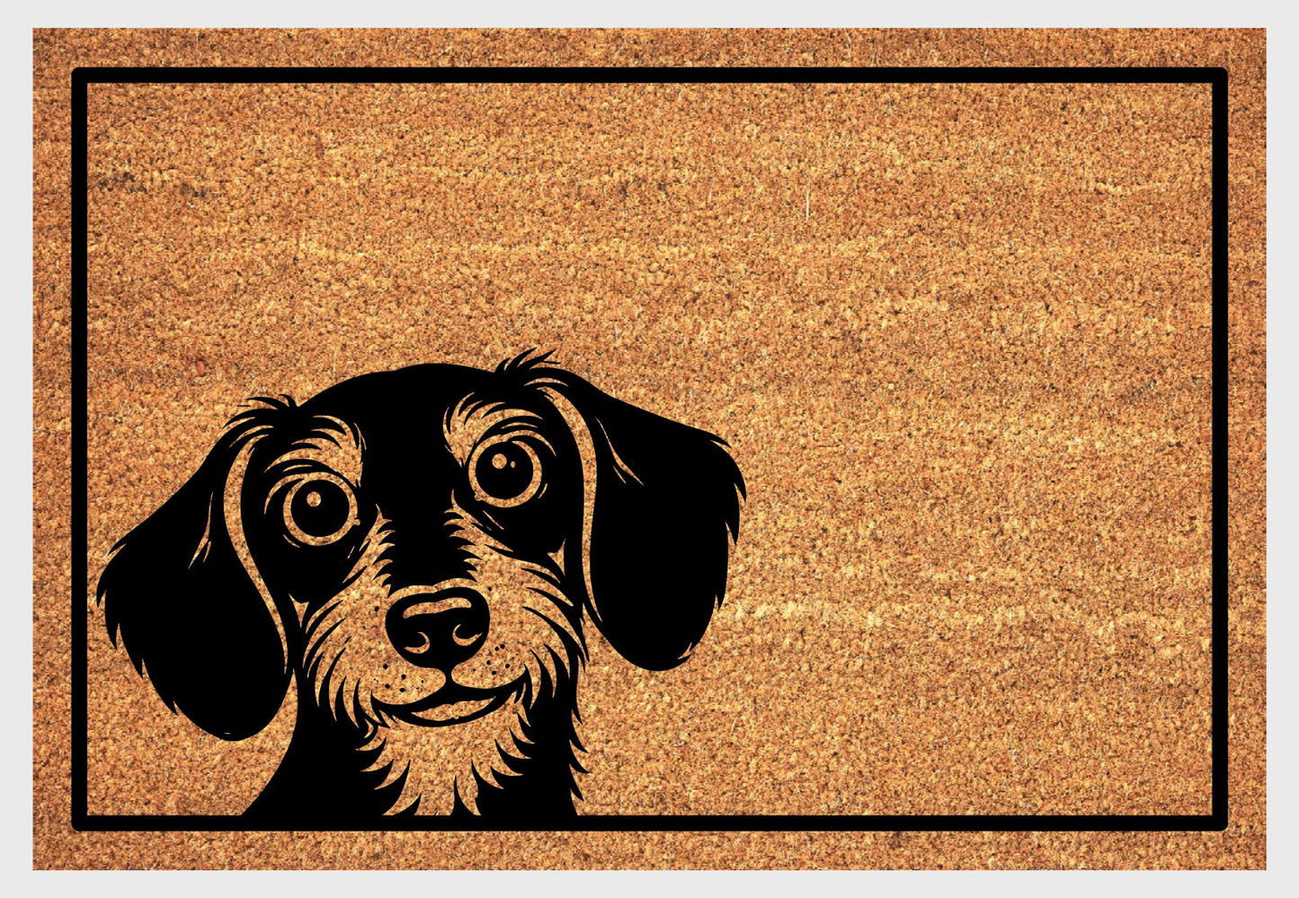 Peeking Dachshund coir doormat #1 with peeping dog design natural fiber welcome mat