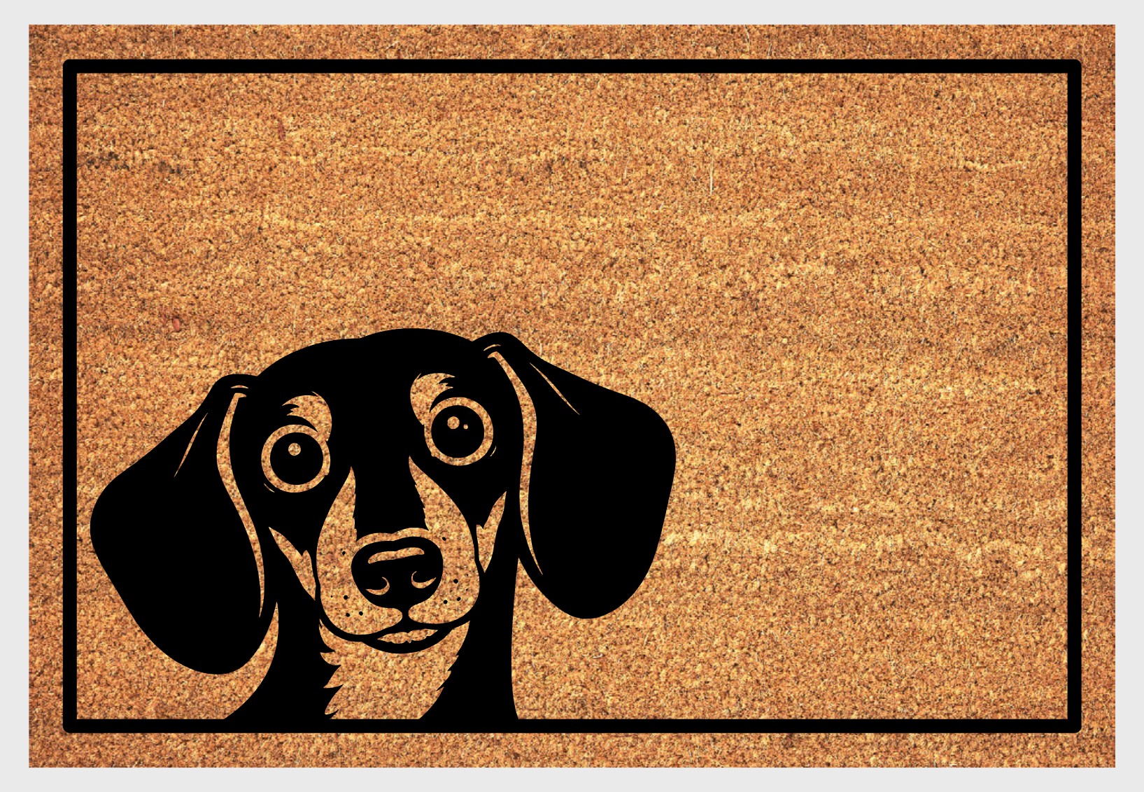 Peeking Dachshund coir doormat #2 with peeping dog design natural fiber welcome mat