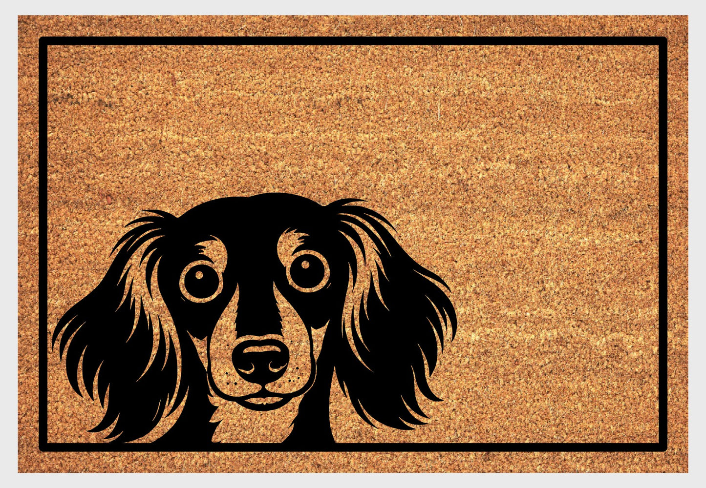 Peeking Dachshund coir doormat #3 with peeping dog design natural fiber welcome mat