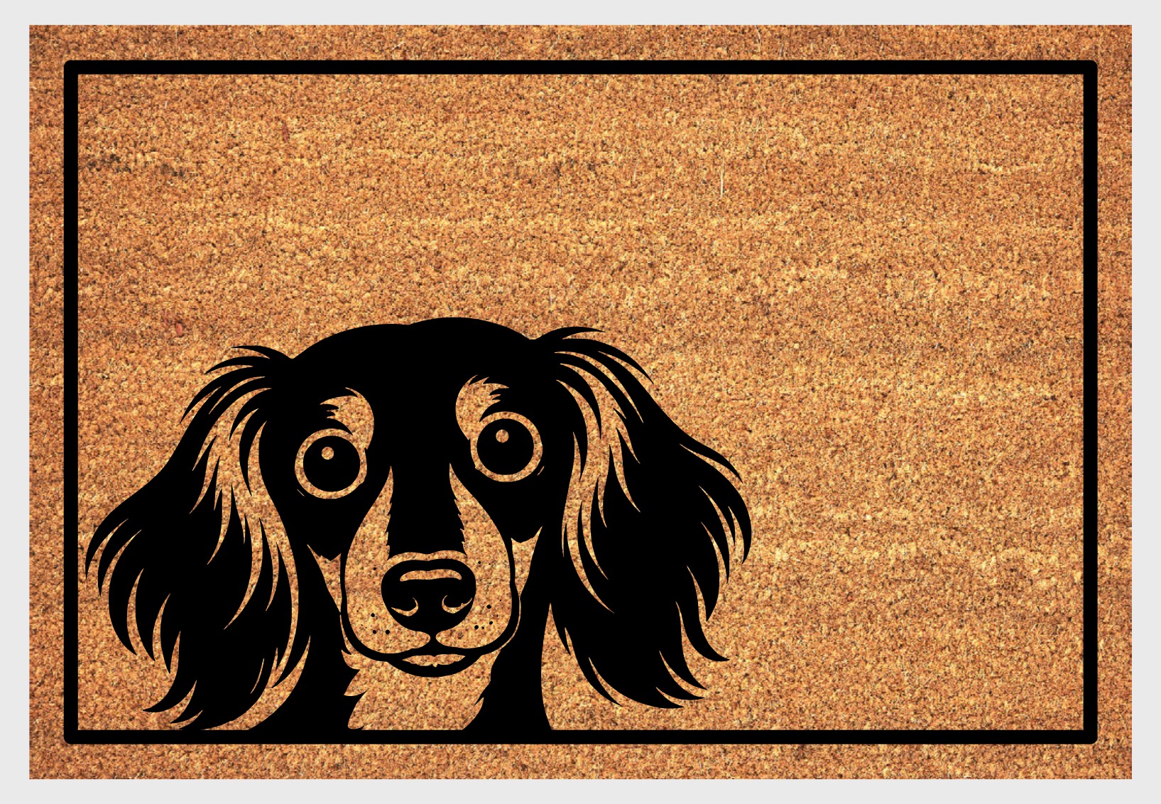 Peeking Dachshund coir doormat #3 with peeping dog design natural fiber welcome mat