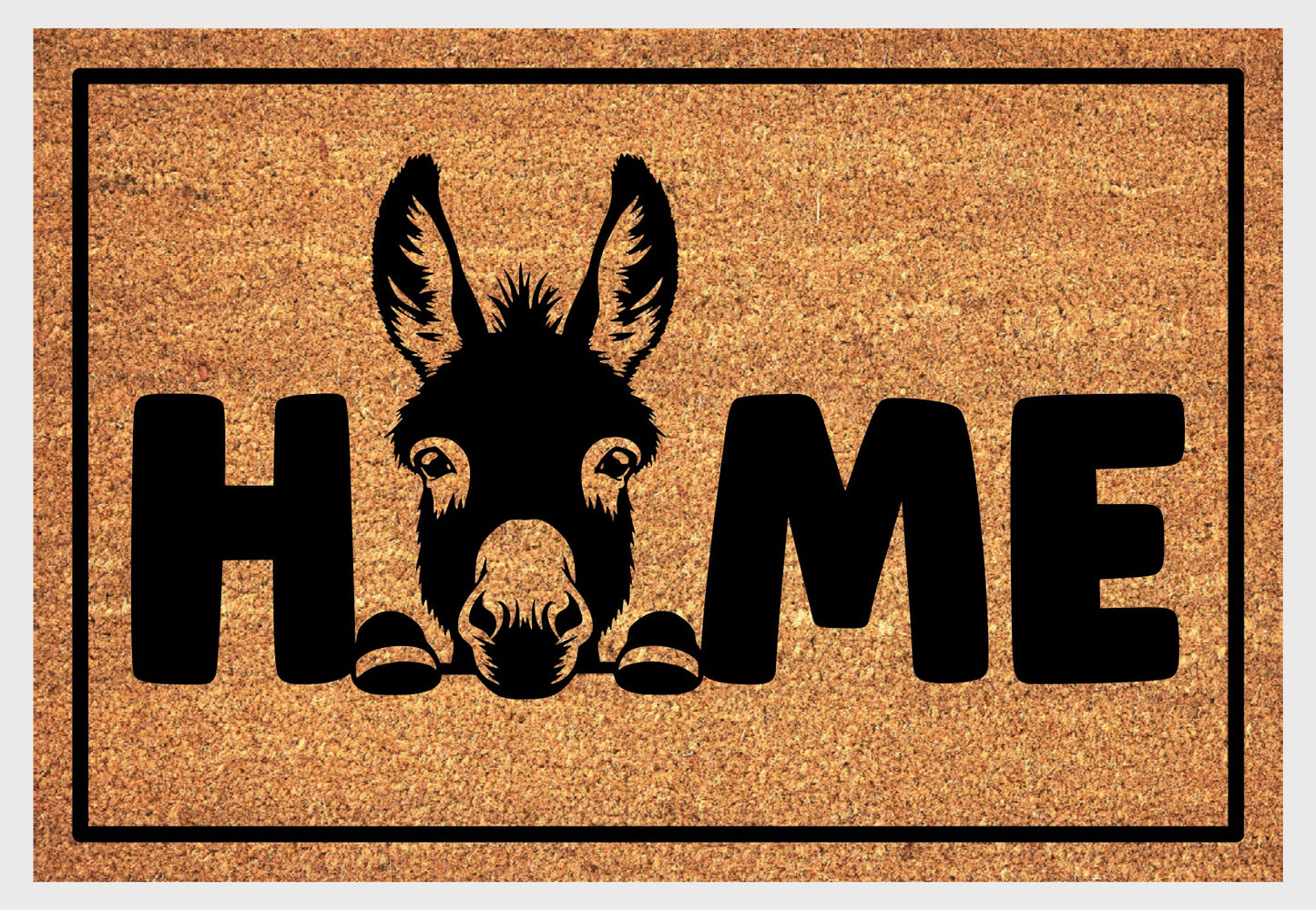 Donkey coir doormat #1 with home text natural fiber welcome mat