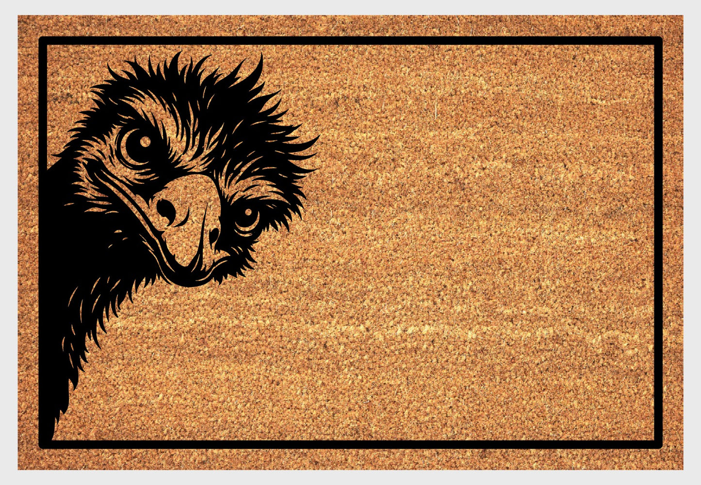 Peeking emu coir doormat #1 with peeping emu design