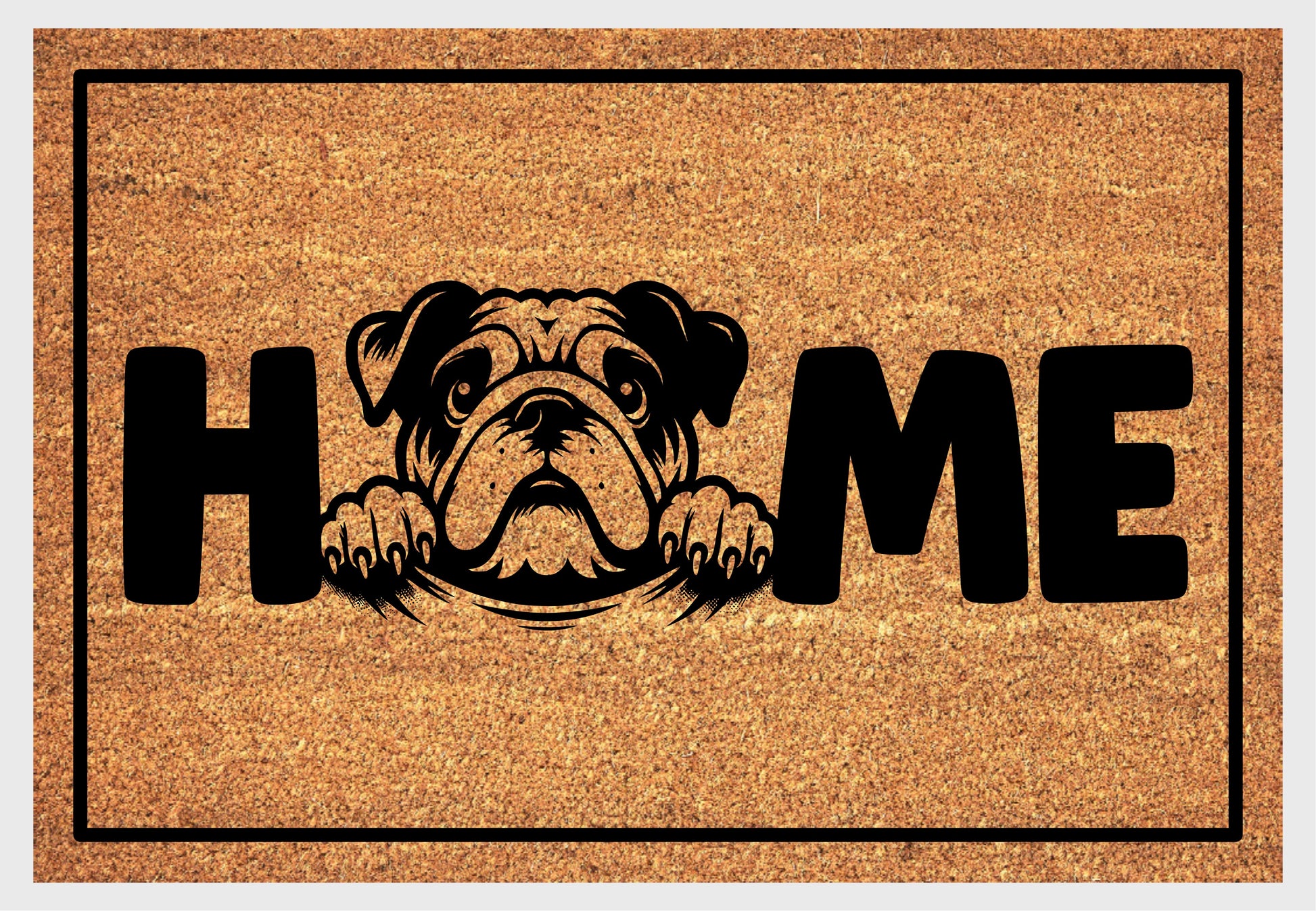 English Bulldog coir doormat #2 with home text natural fiber welcome mat