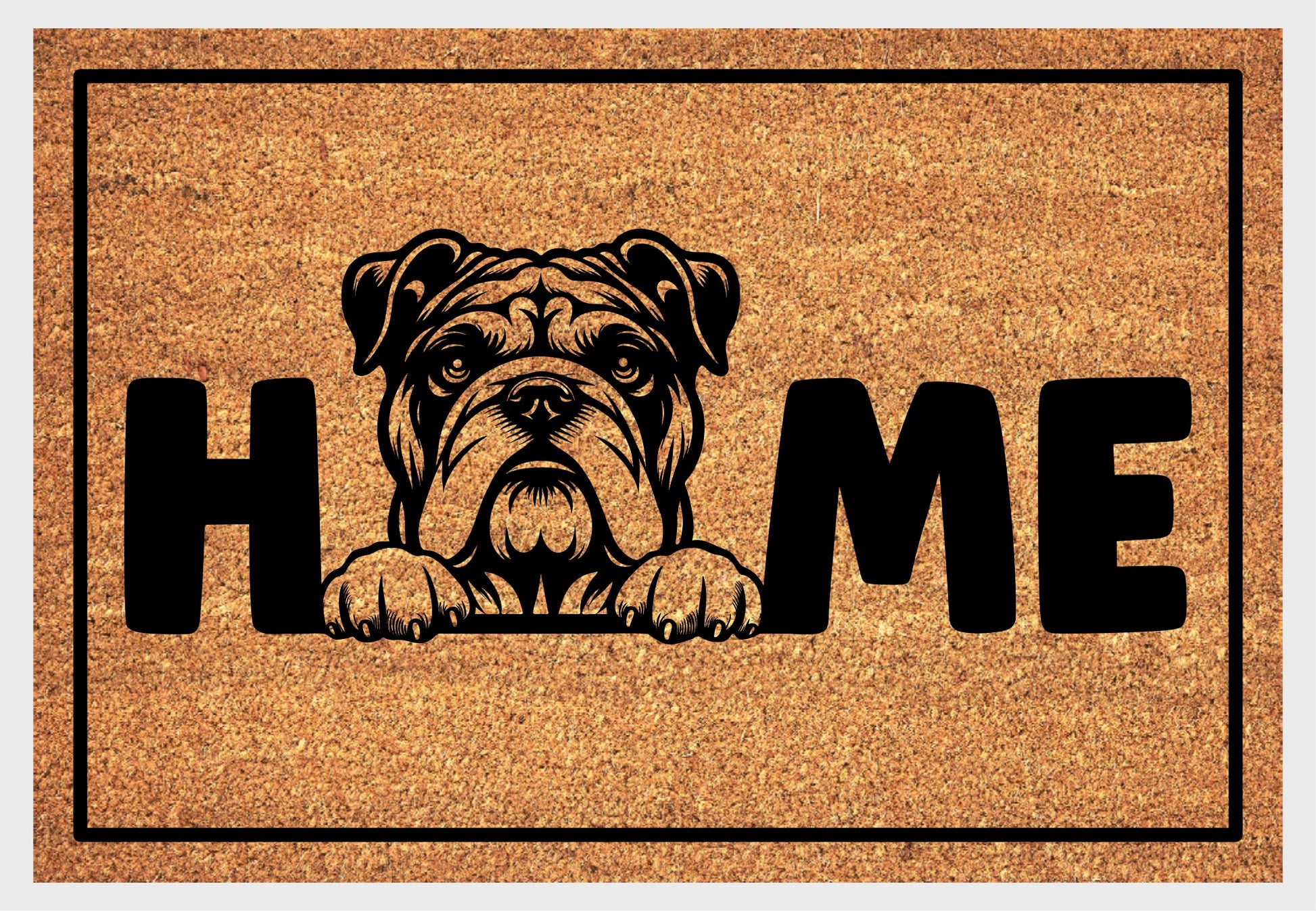 English Bulldog coir doormat #3 with home text natural fiber welcome mat