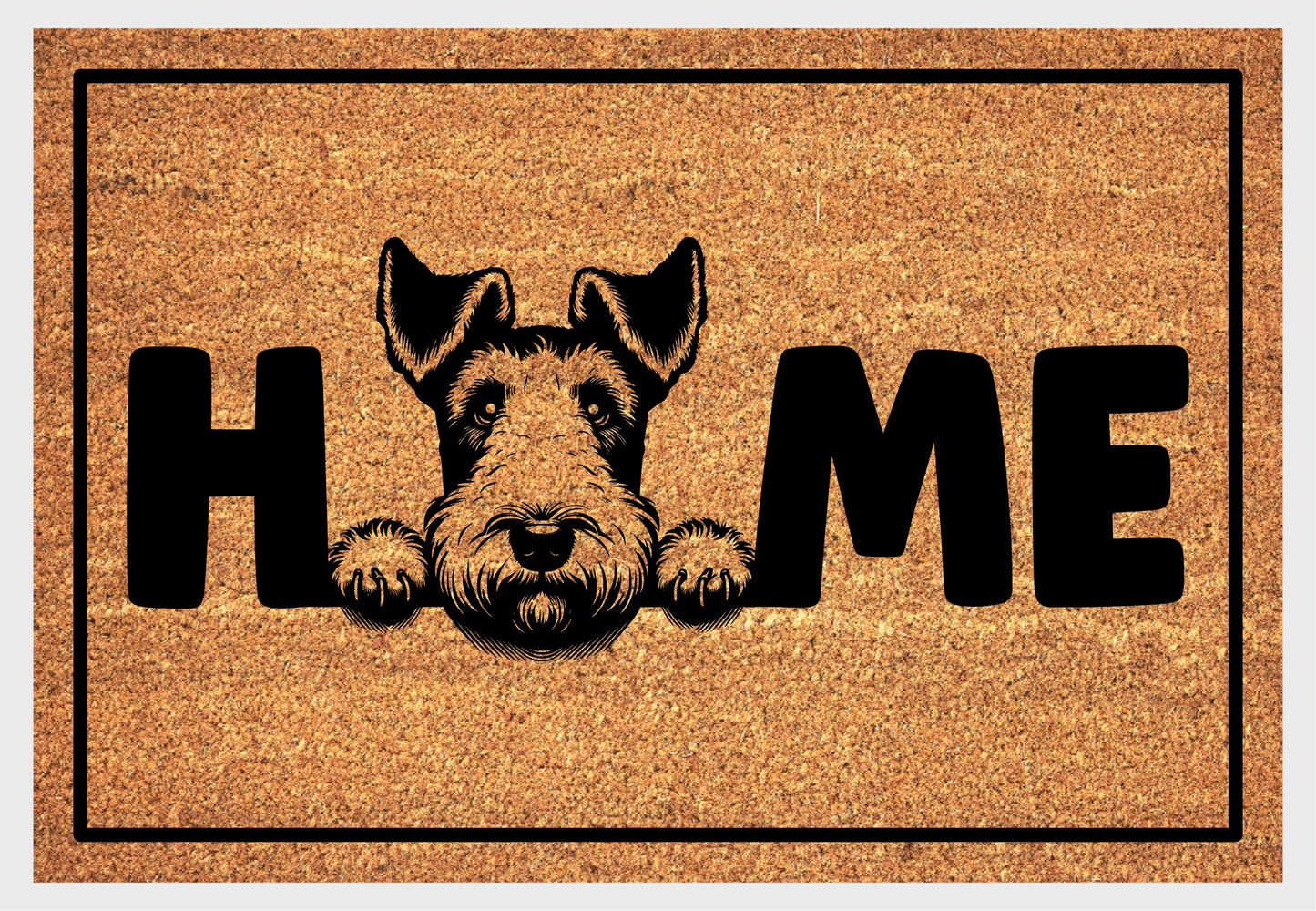 Fox Terrier coir doormat close-up - durable natural fiber welcome mat with non-slip backing - dog breed entryway decor