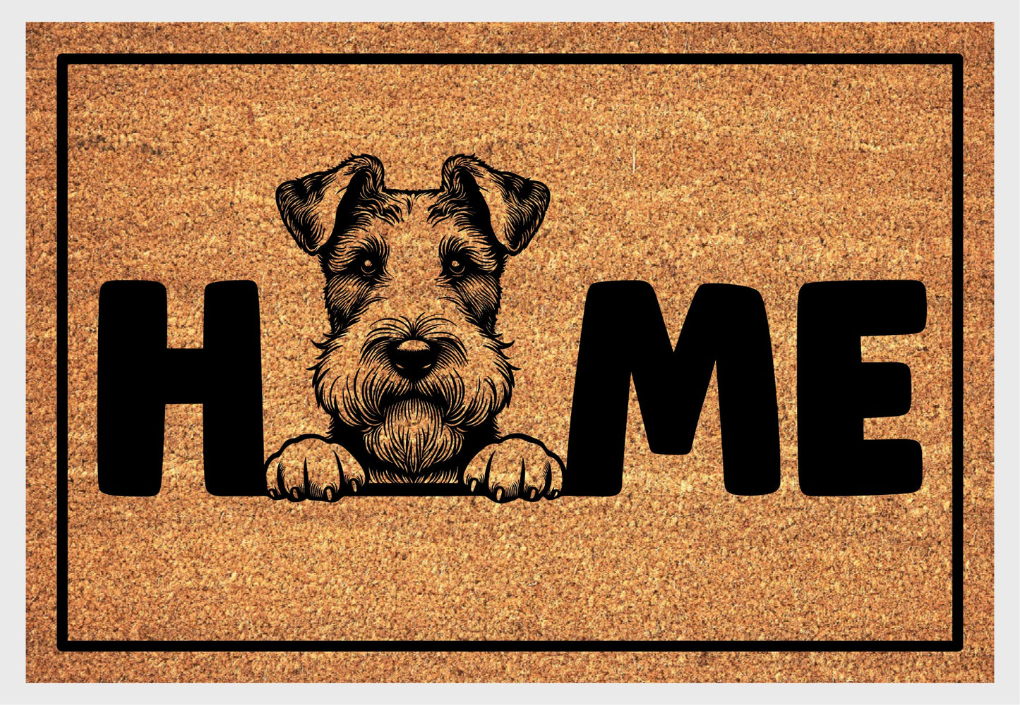 Fox Terrier coir doormat close-up - durable natural fiber welcome mat with non-slip backing - dog breed entryway decor