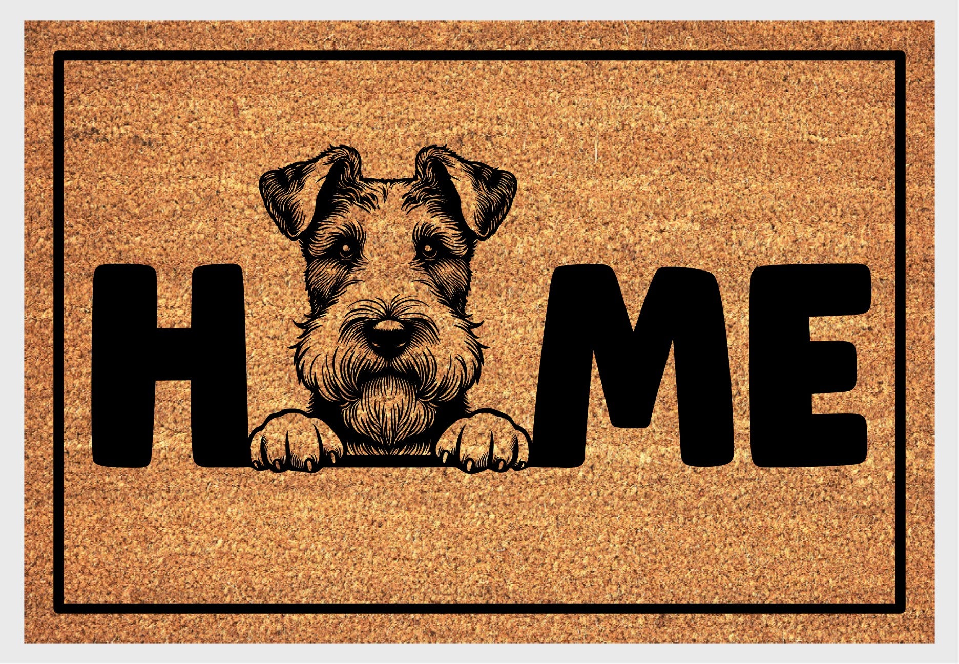 Fox Terrier coir doormat close-up - durable natural fiber welcome mat with non-slip backing - dog breed entryway decor