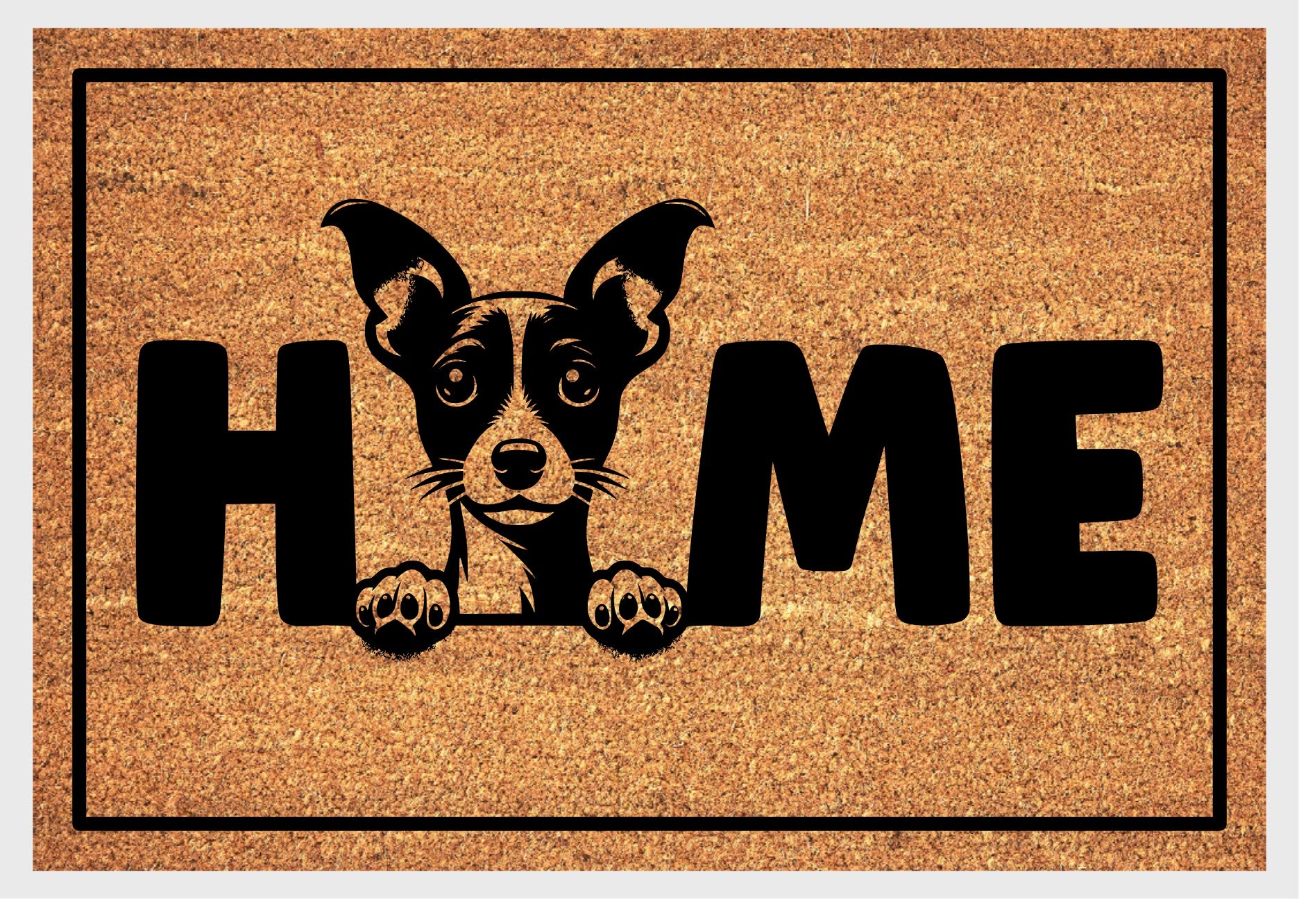 Toy Fox Terrier doormat natural coir with home design