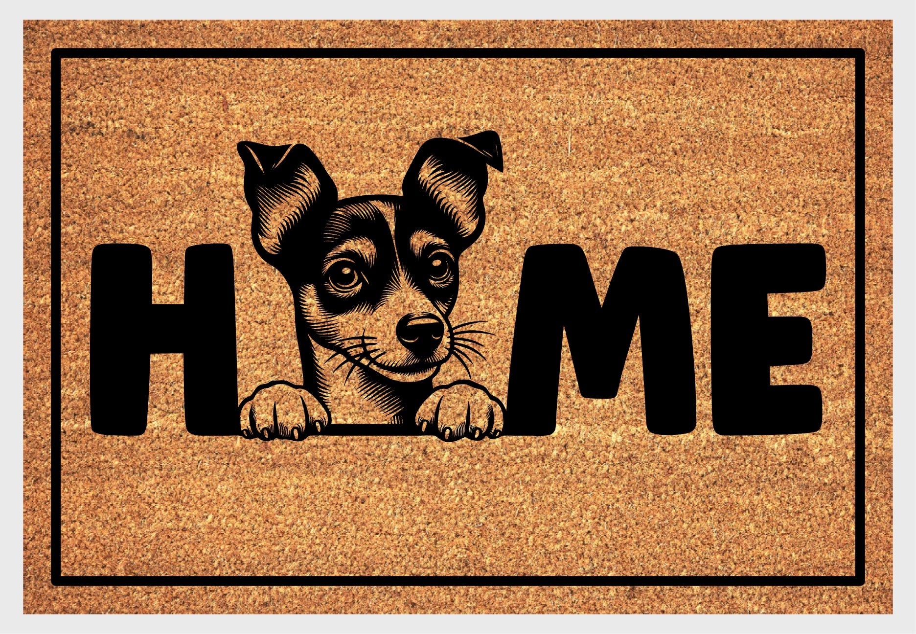 Toy Fox Terrier doormat natural coir with home design