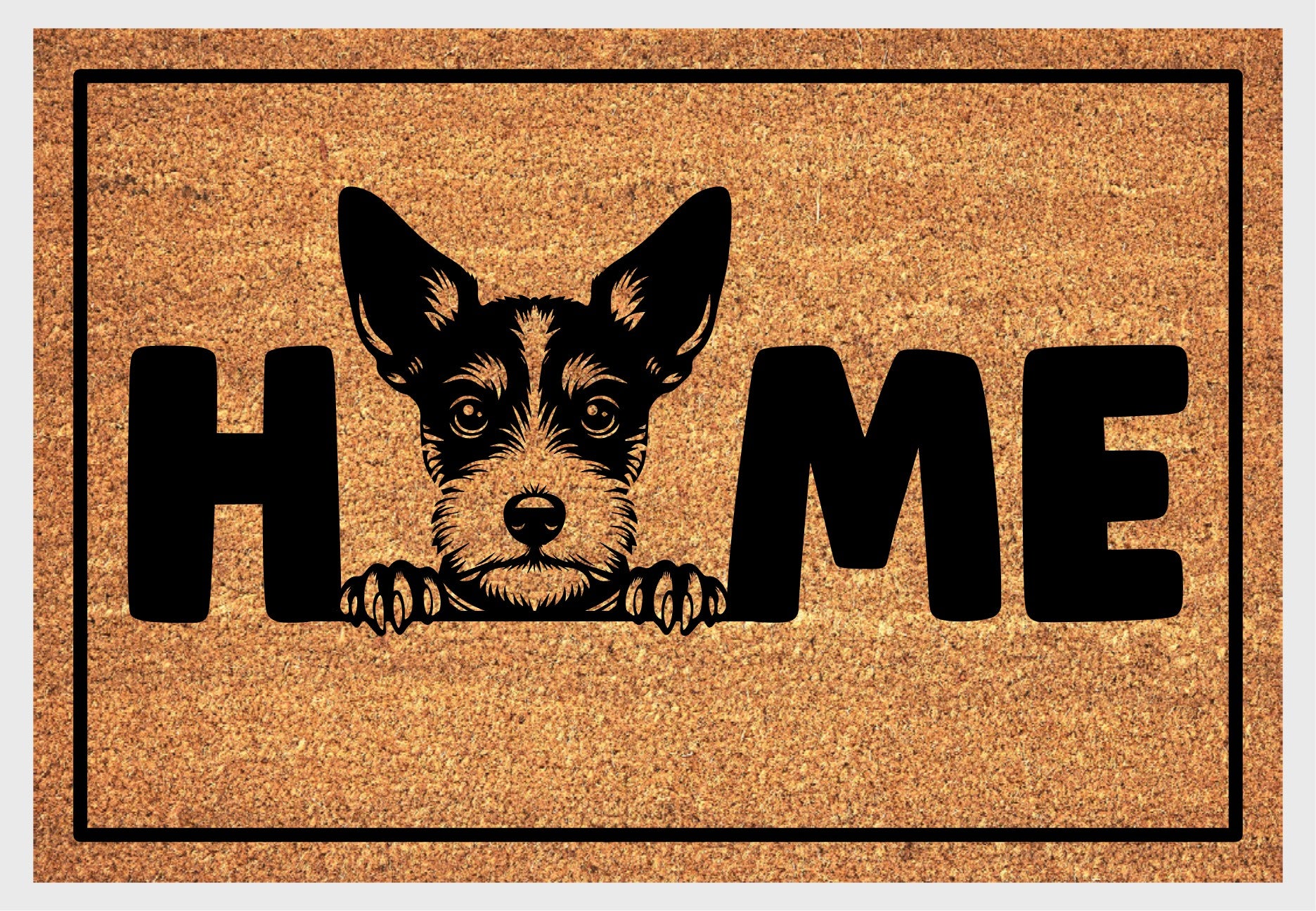 Toy Fox Terrier doormat natural coir with home design
