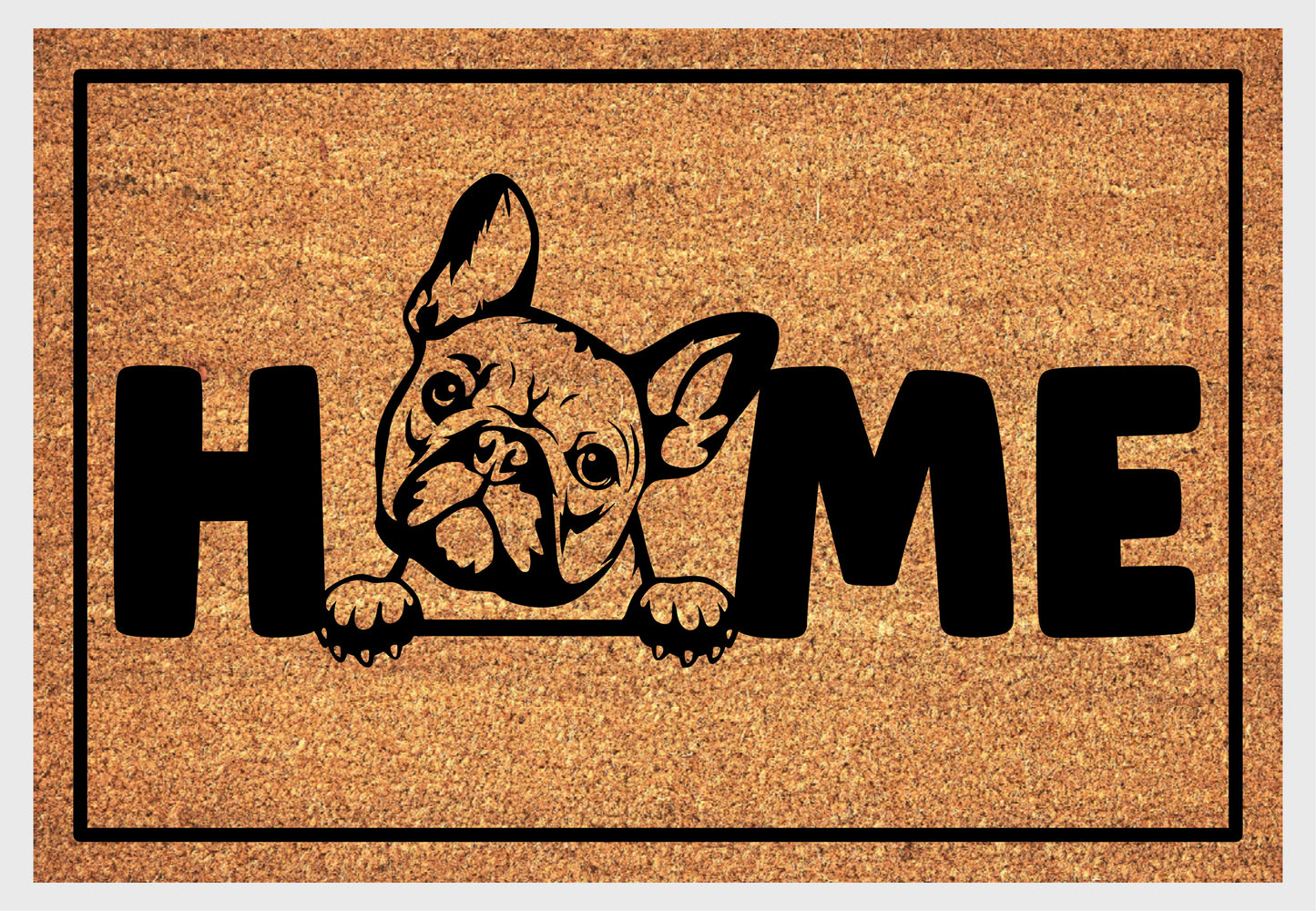 French Bulldog coir doormat #2 with home text natural fiber welcome mat