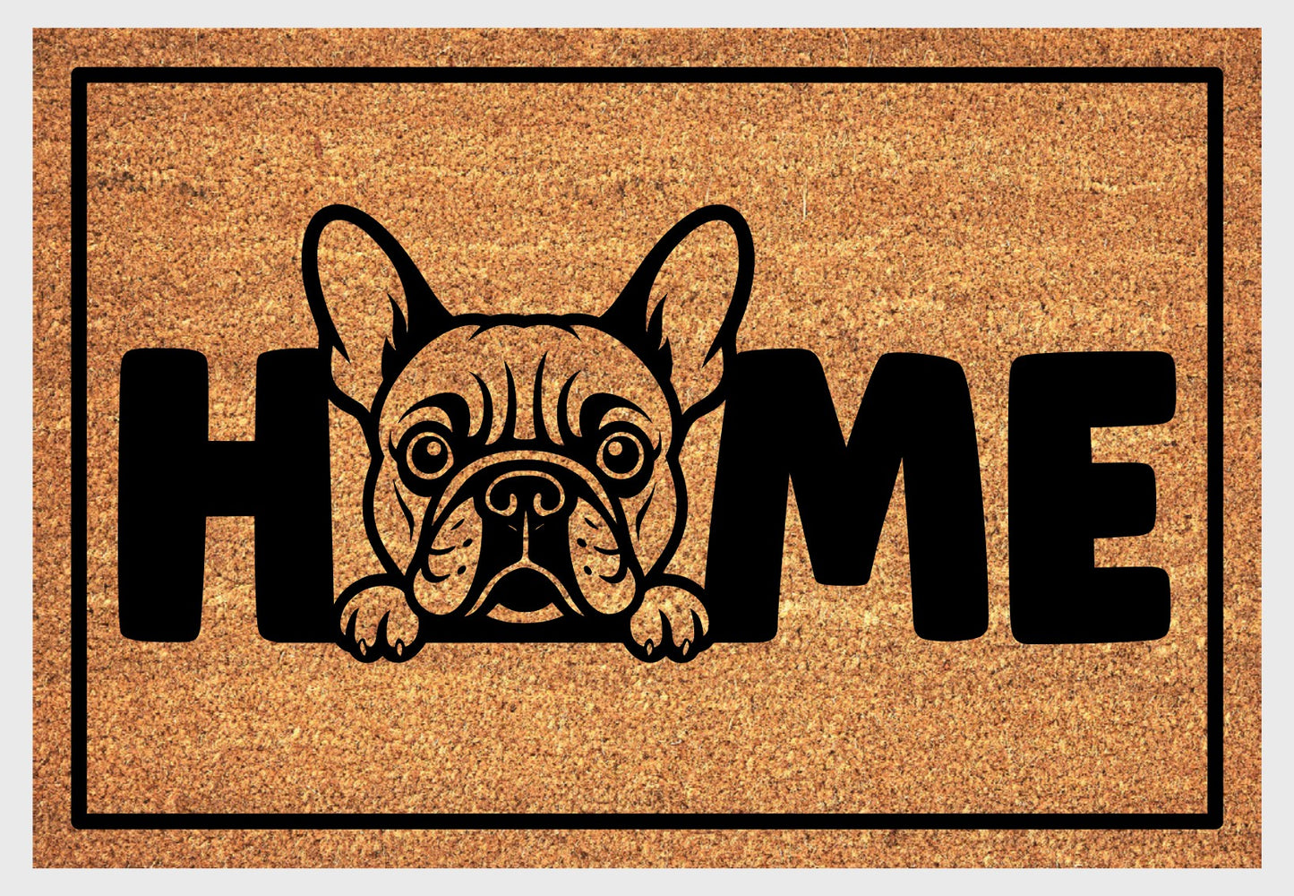 French Bulldog coir doormat #3 with home text natural fiber welcome mat