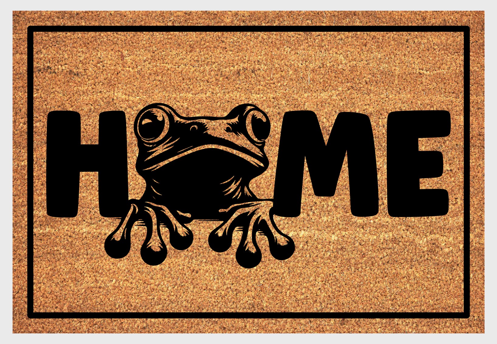 Frog coir doormat #1 with home text natural fiber welcome mat